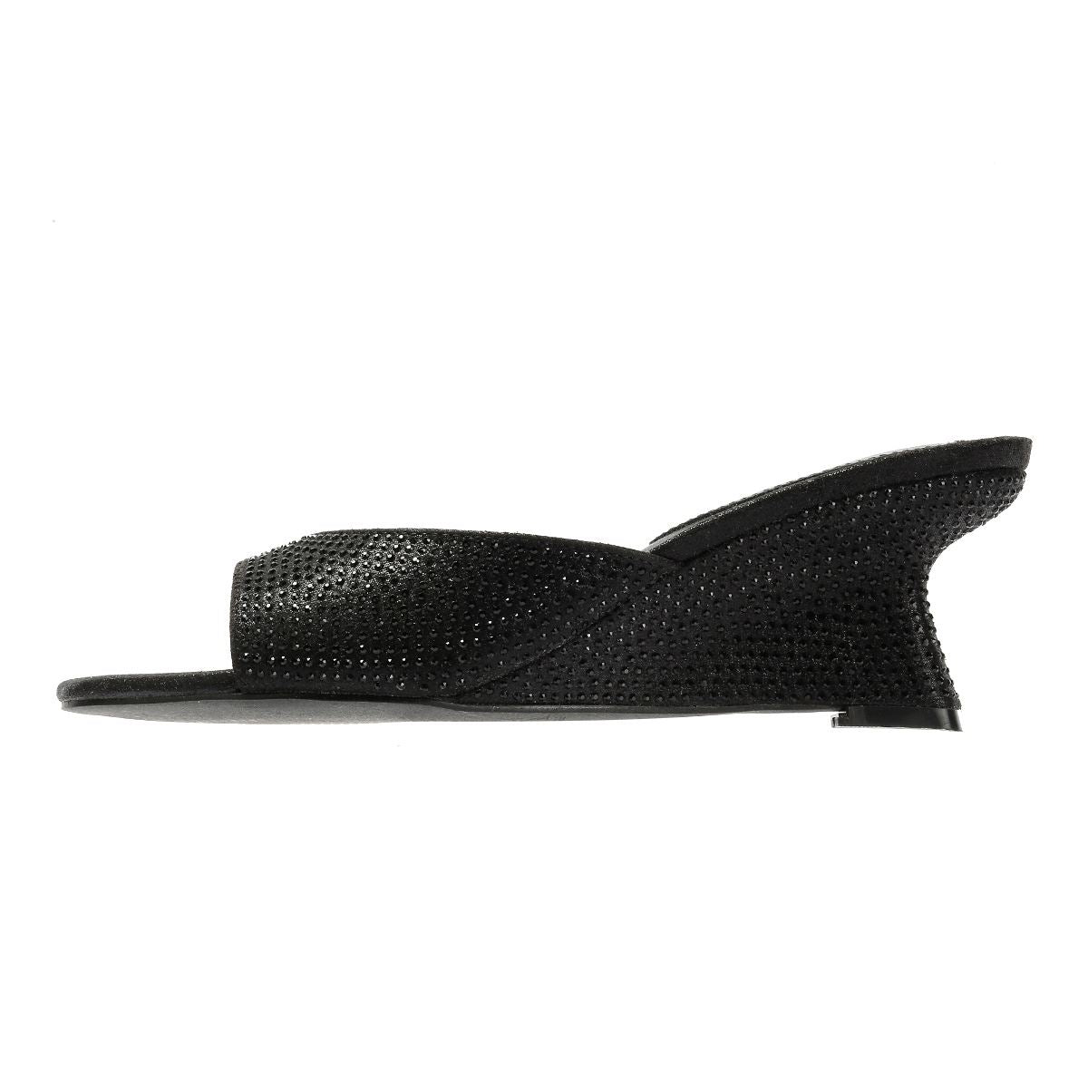 French Connection Tina Rhinestone Women's Black Wedge Sandals