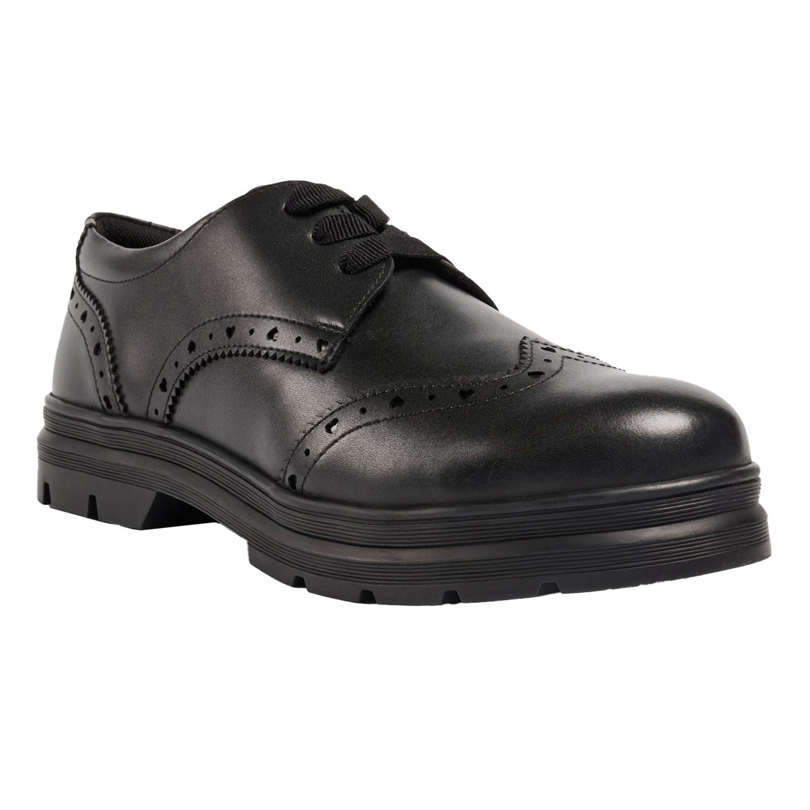 Pod Fiona Smooth Leather Youth Girl's Black Brogues