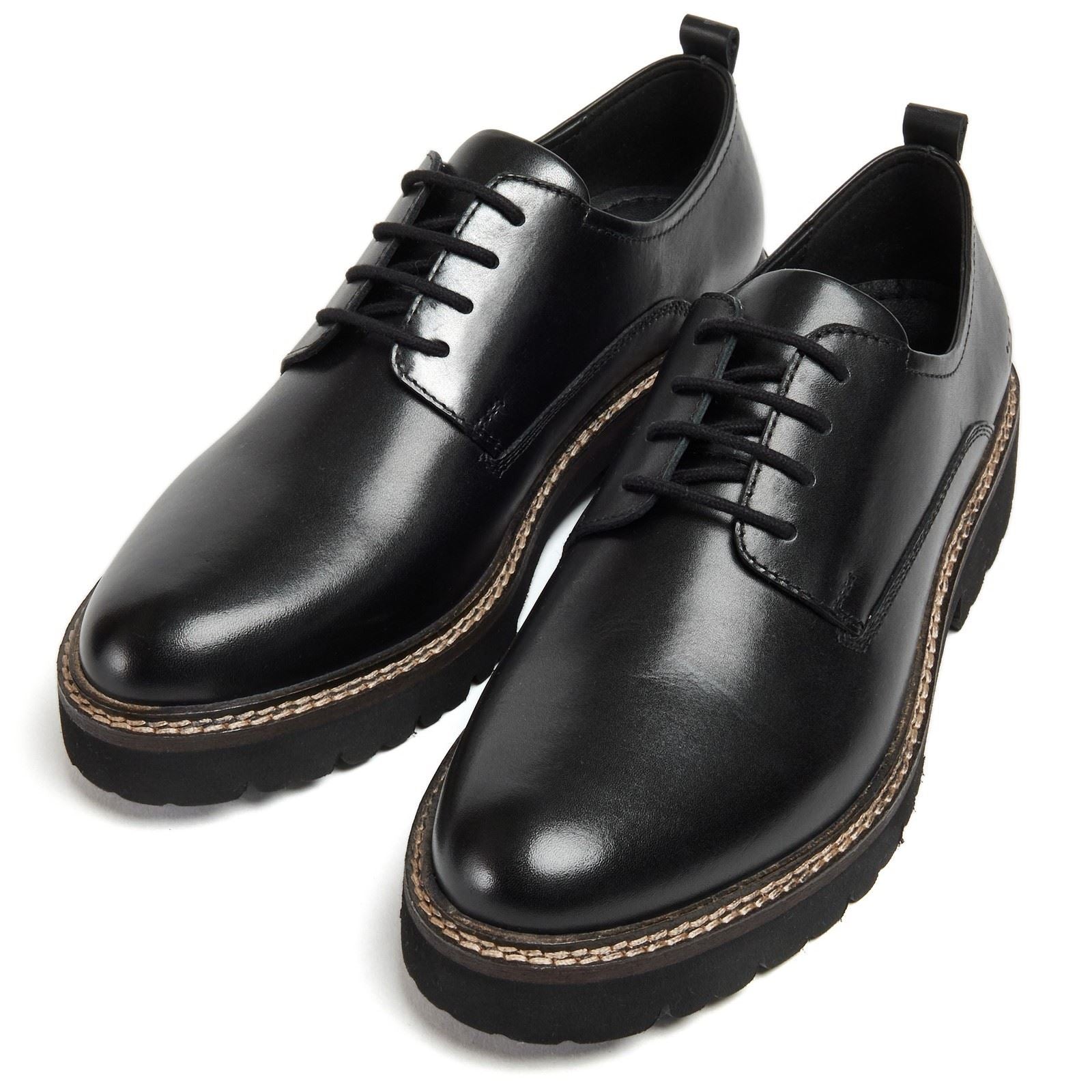 Pod Kris Leather Women's Black Derby Shoes