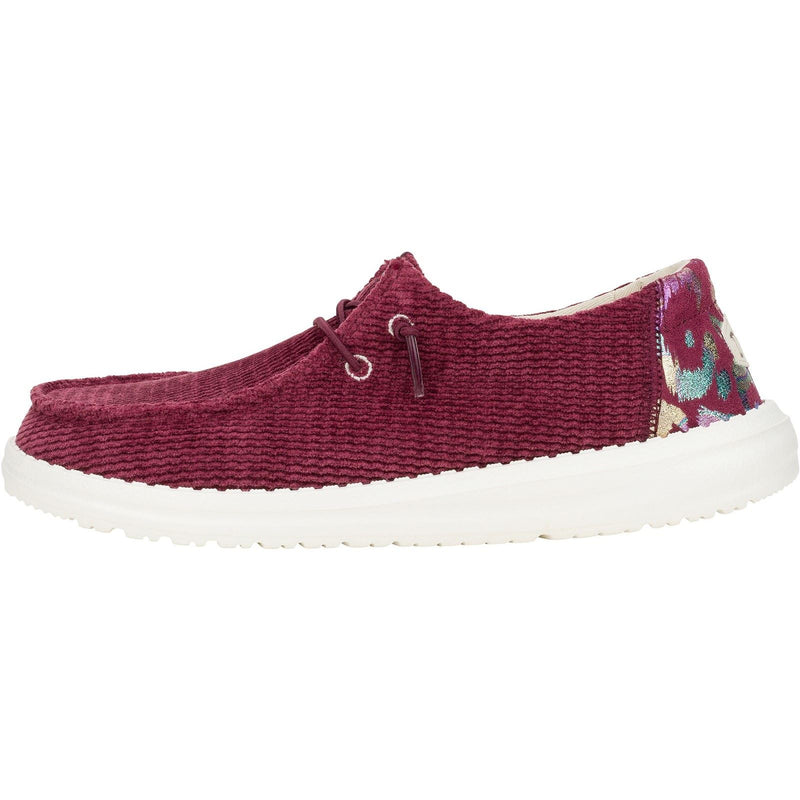 HEYDUDE Wendy Corduroy Leo Synthetic Women's Burgundy Loafers