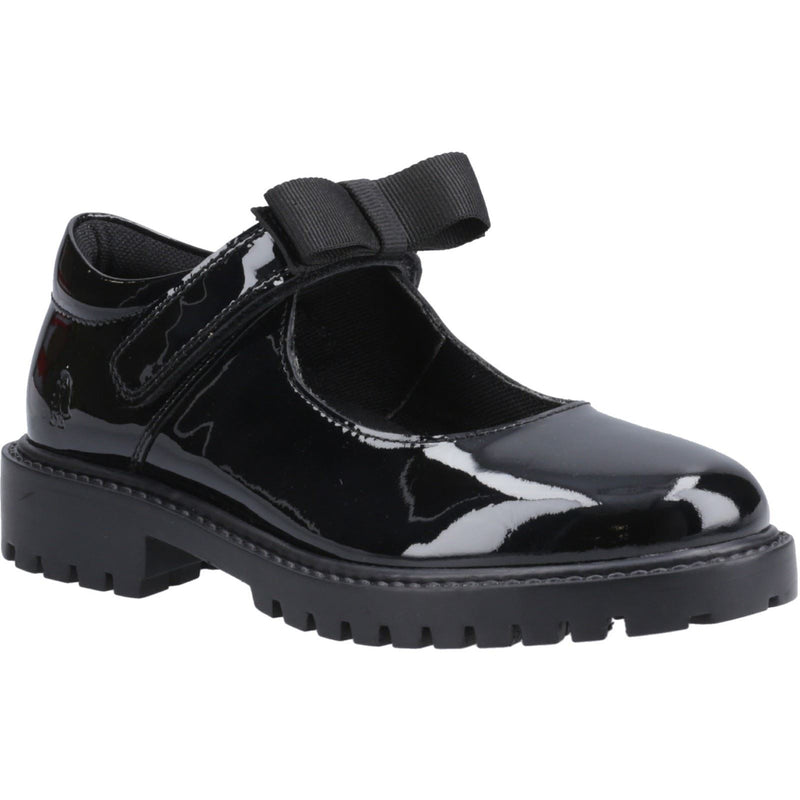 Hush Puppies Astrid Bow Patent Leather Junior Black Shoes