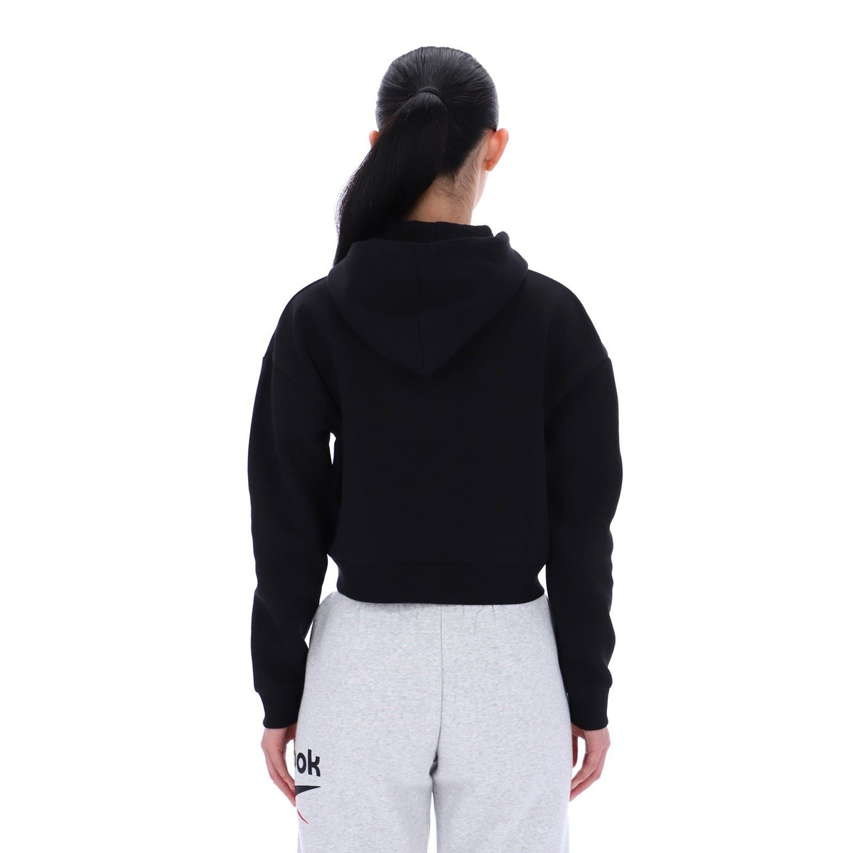 Reebok Avery Oversized Cropped Hoody Cotton Women's Black Hooded Sweatshirt