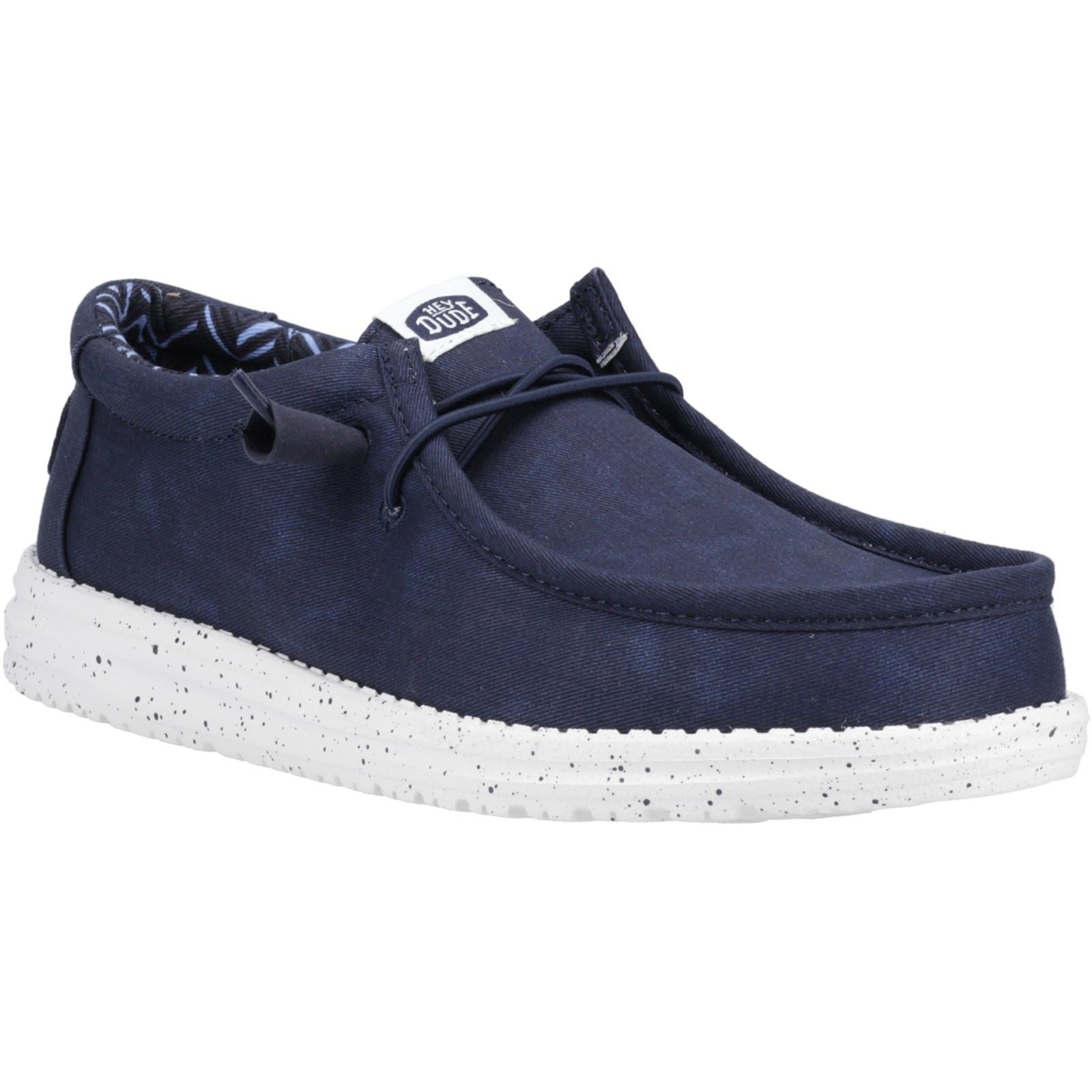 HEYDUDE Wally Canvas 100% Cotton Men's Navy Shoes