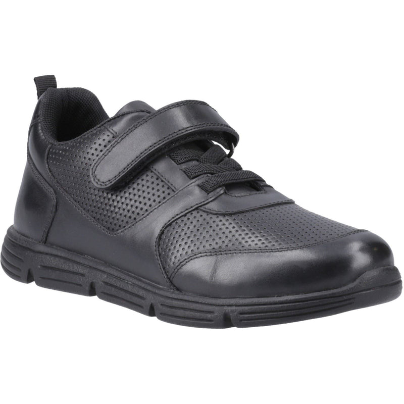 Hush Puppies Alfie Bungee Leather Junior Black Shoes