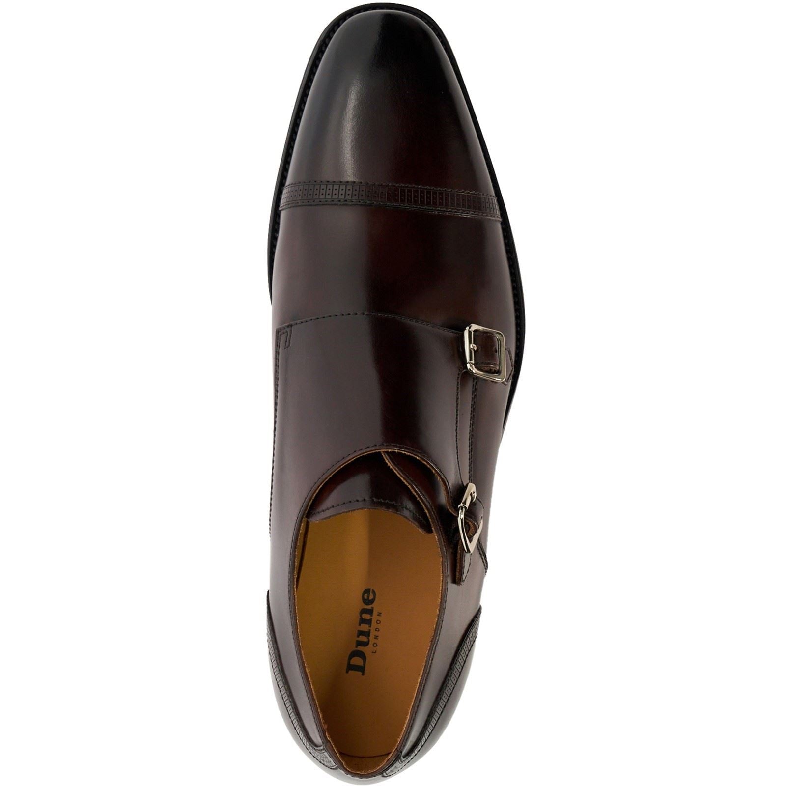 Dune Saloon Leather Men's Brown Double Monk Shoes