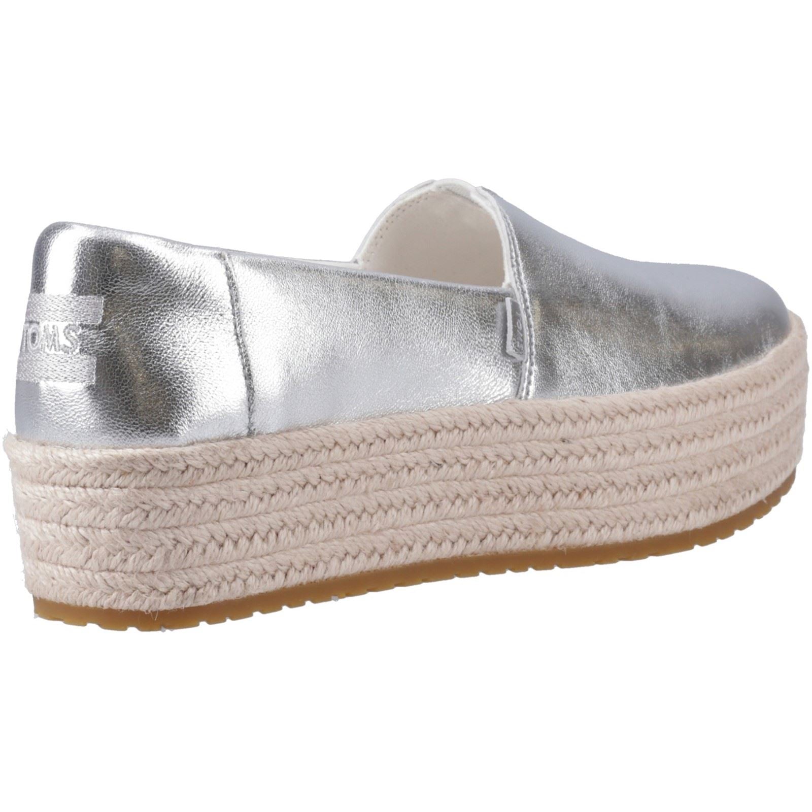 TOMS Valencia Leather Women's Silver Espadrilles