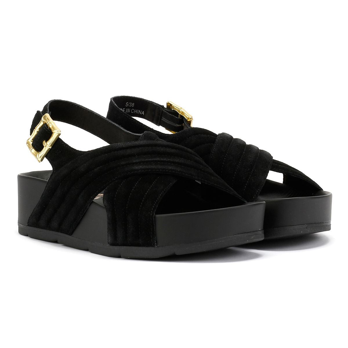 Desert Fleur Sparks Suede Women's Black Sandals