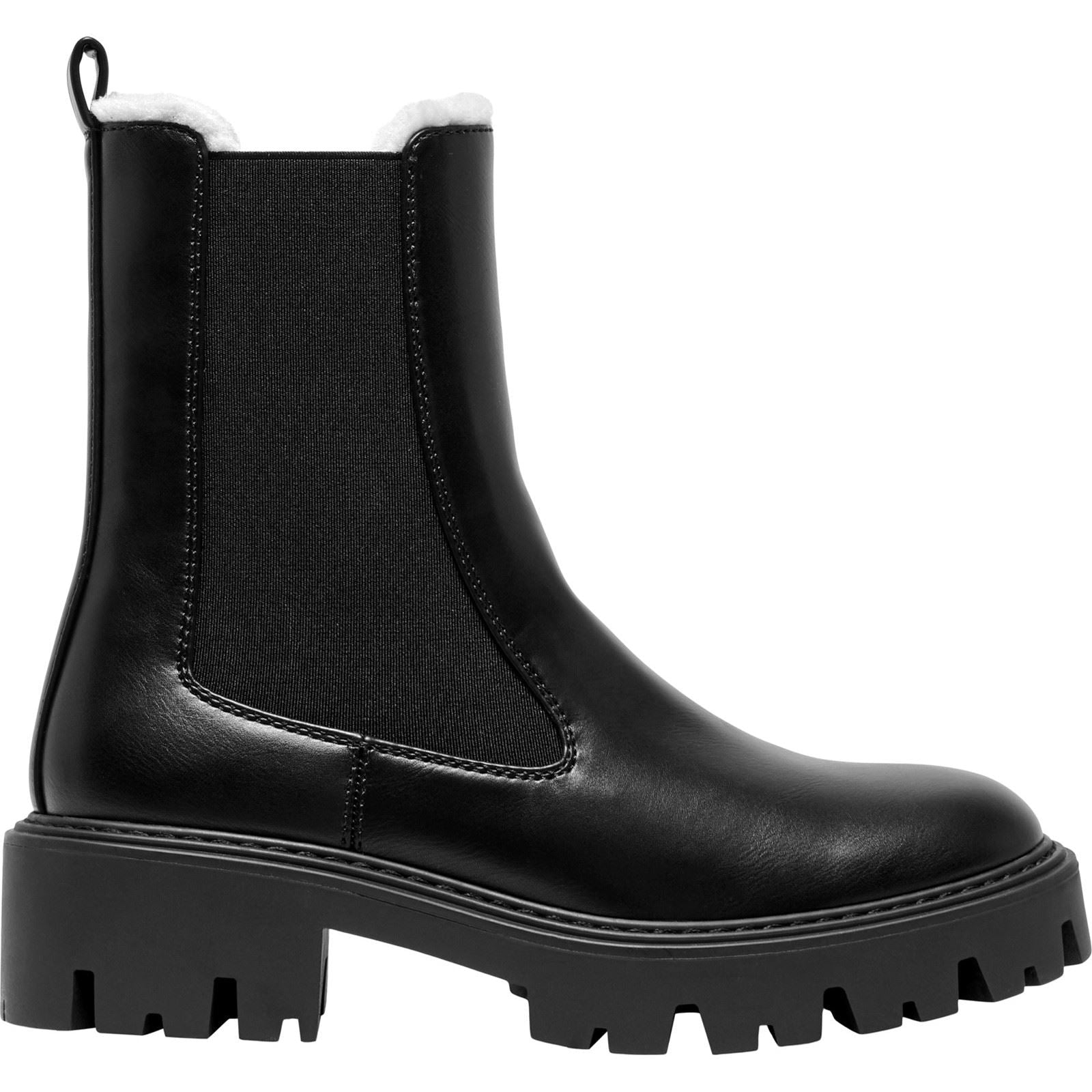ONLY BETTY-9 WARM LINED Polyurethane Women's Black Heeled Ankle Boots