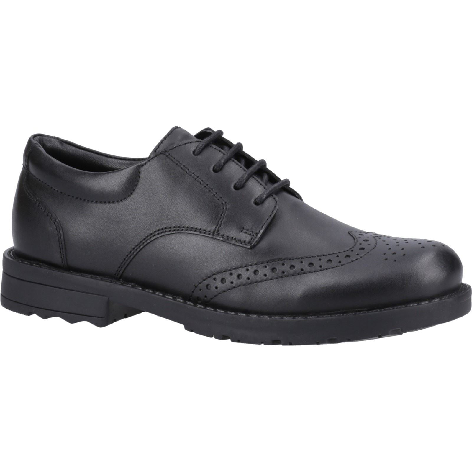 Hush Puppies Brian Leather Youth Boy's Black Brogues