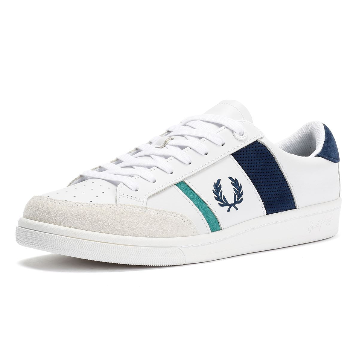 Fred Perry B725 Leather Suede Men's White/Navy/Mint Trainers
