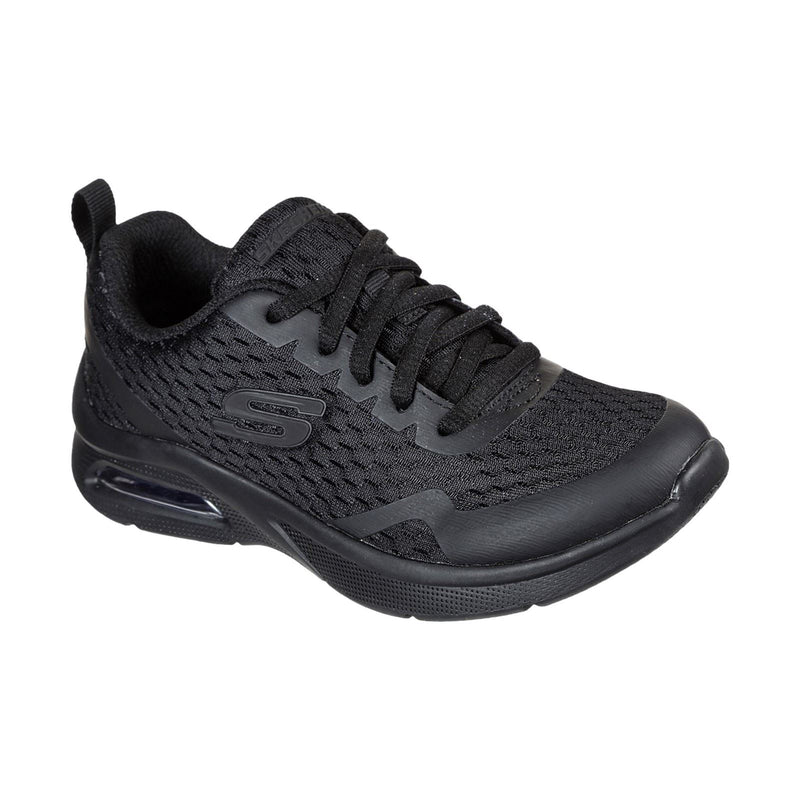 Skechers Microspec Max Synthetic Junior Black Textile & Trim Trainers