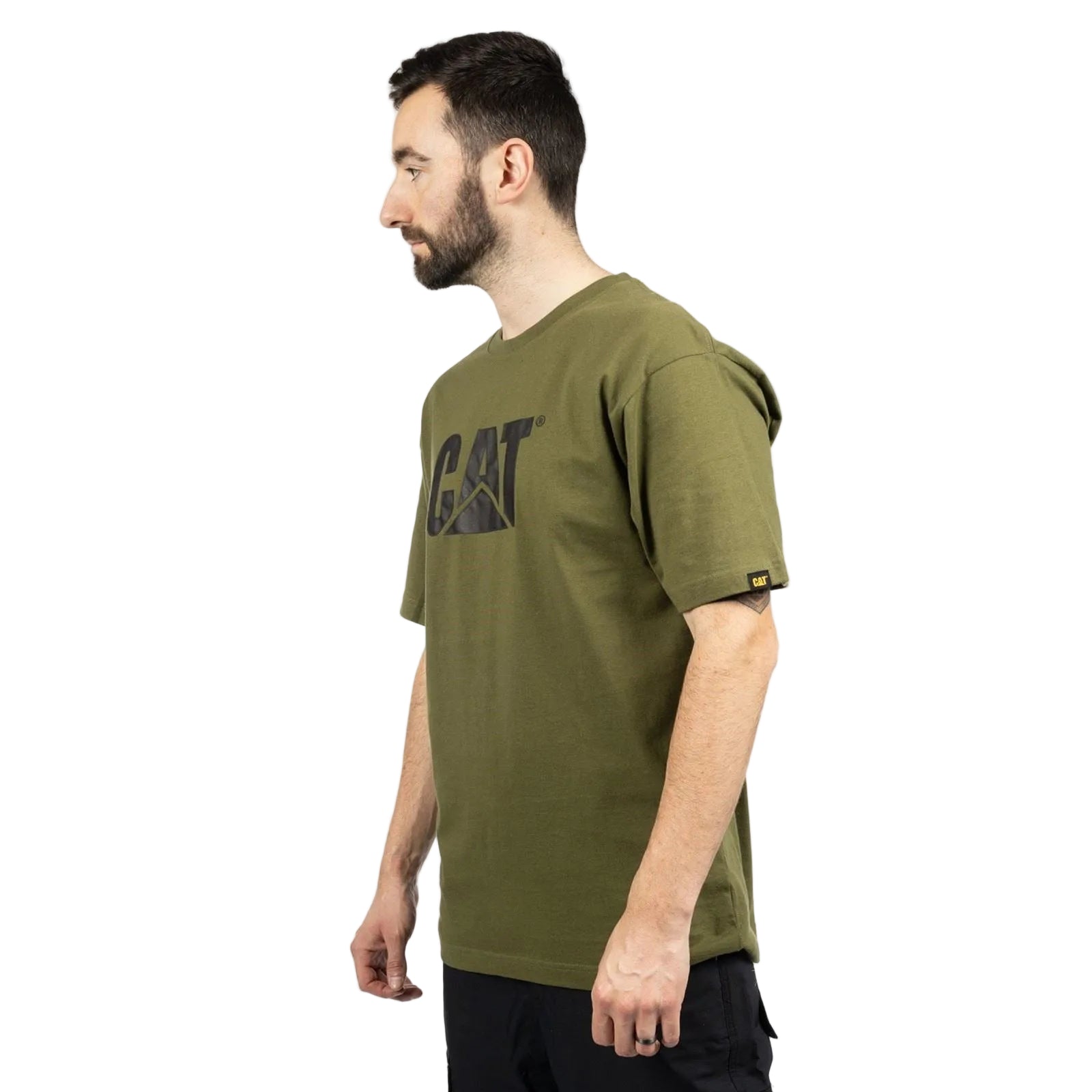 Caterpillar Trademark Logo Cotton Men's Green T-Shirt