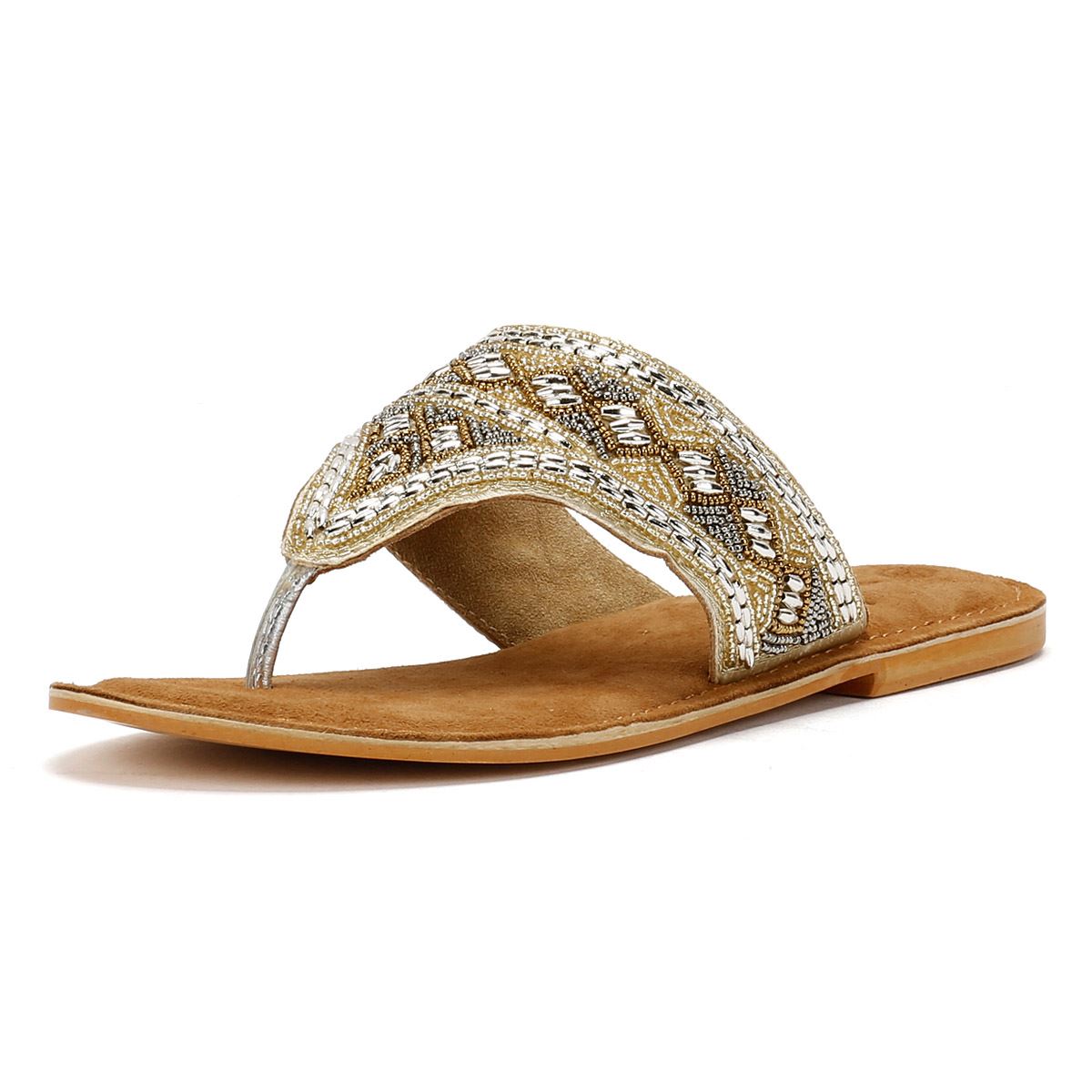 Tower London Toepost Women's Gold Sandals