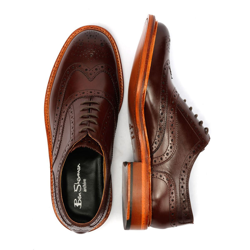 Ben Sherman Sugarman Brogue Leather Men's Mocha Lace-Up Shoes