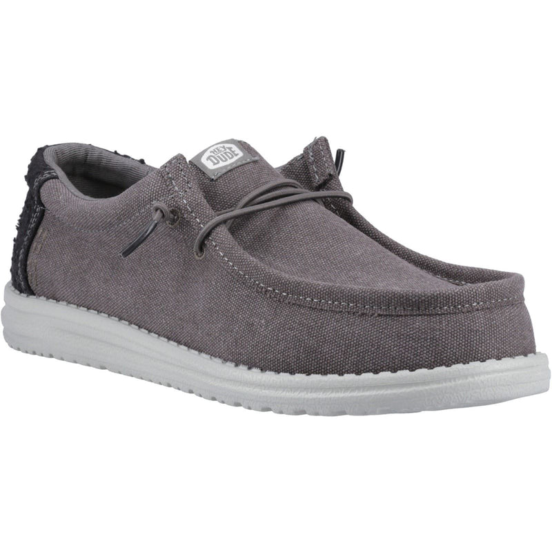 HEYDUDE Wally Workwear Synthetic Blend Men's Granite Grey/Black Moccasins Shoes