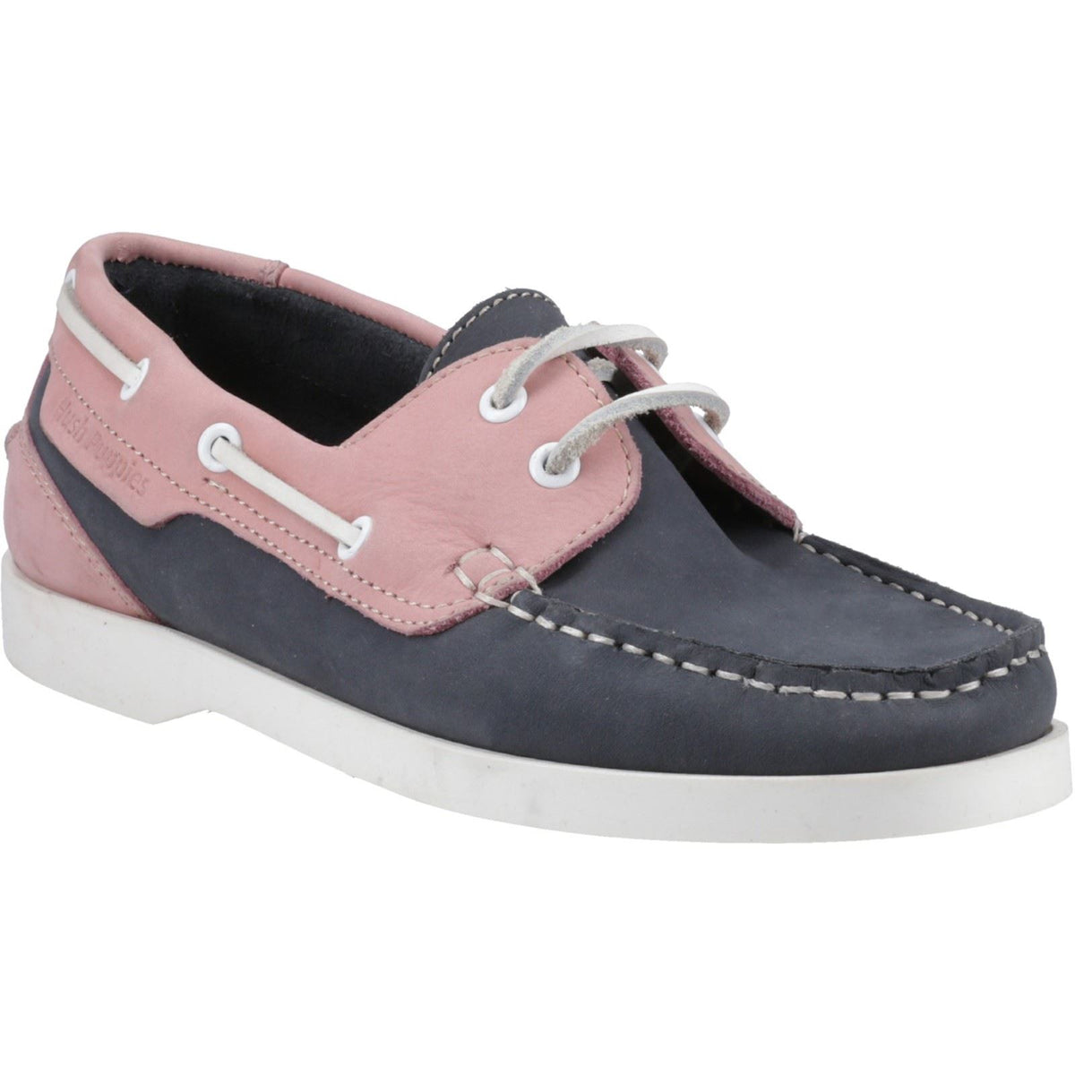 Hush Puppies Isabel Leather Women's Navy/Pink Boat Shoes