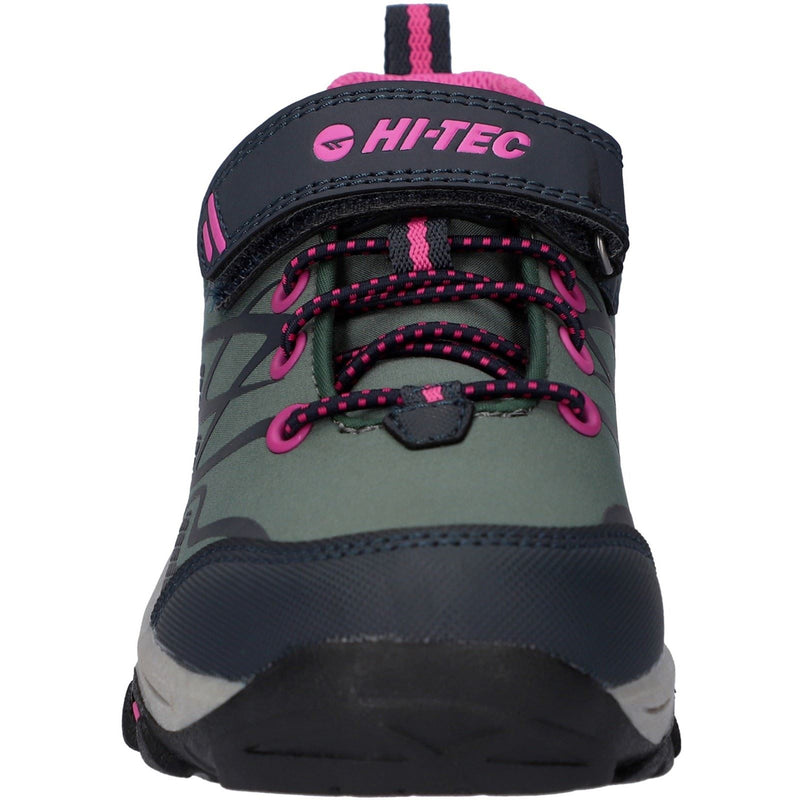 Hi-Tec Blackout Low Synthetic Soft Shell Junior Dark Forest/India Ink/Pink Hiking Boots