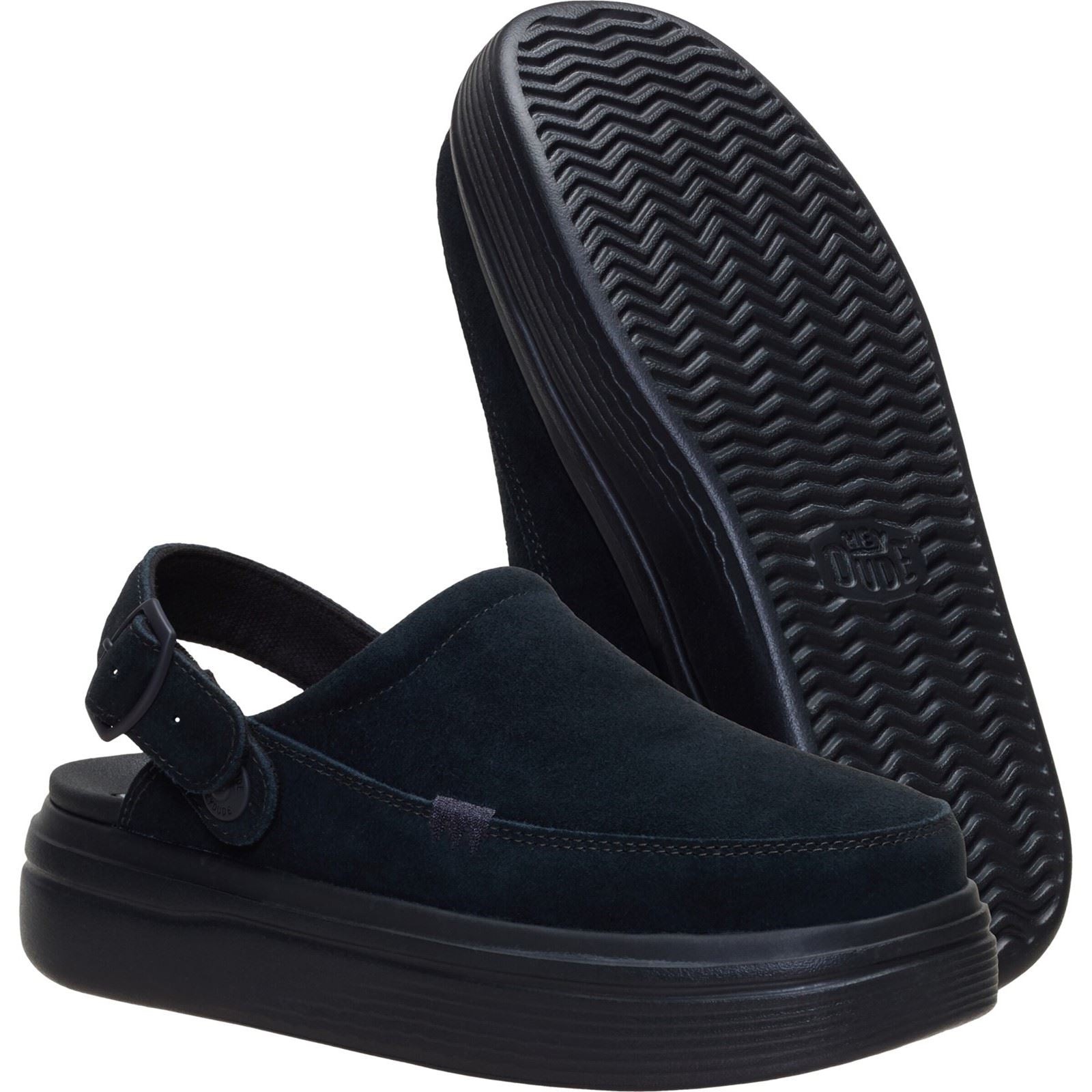 HEYDUDE Austin Lift Suede Women's Black/Black Clogs