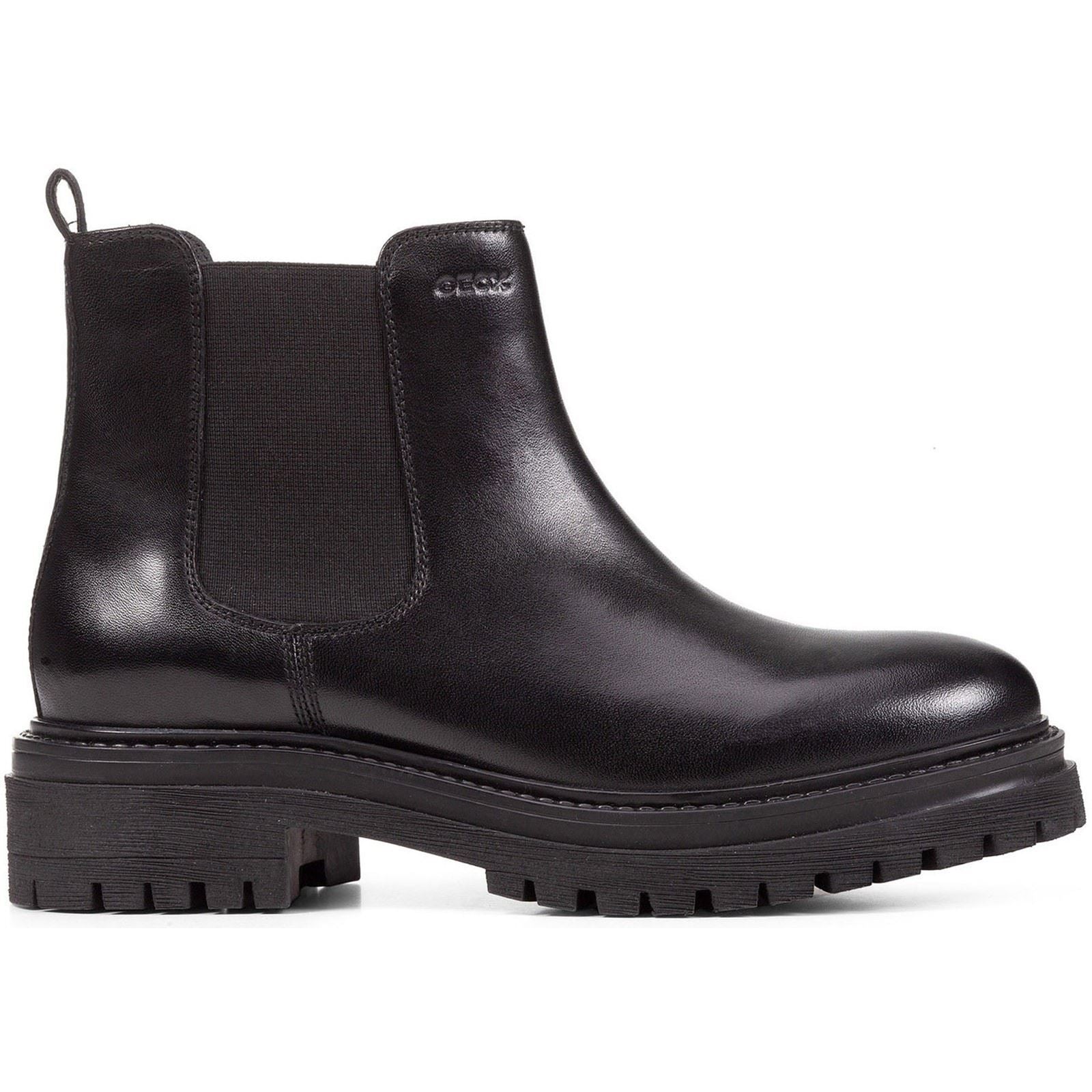 Geox D Iridea B Leather Women's Black Boots