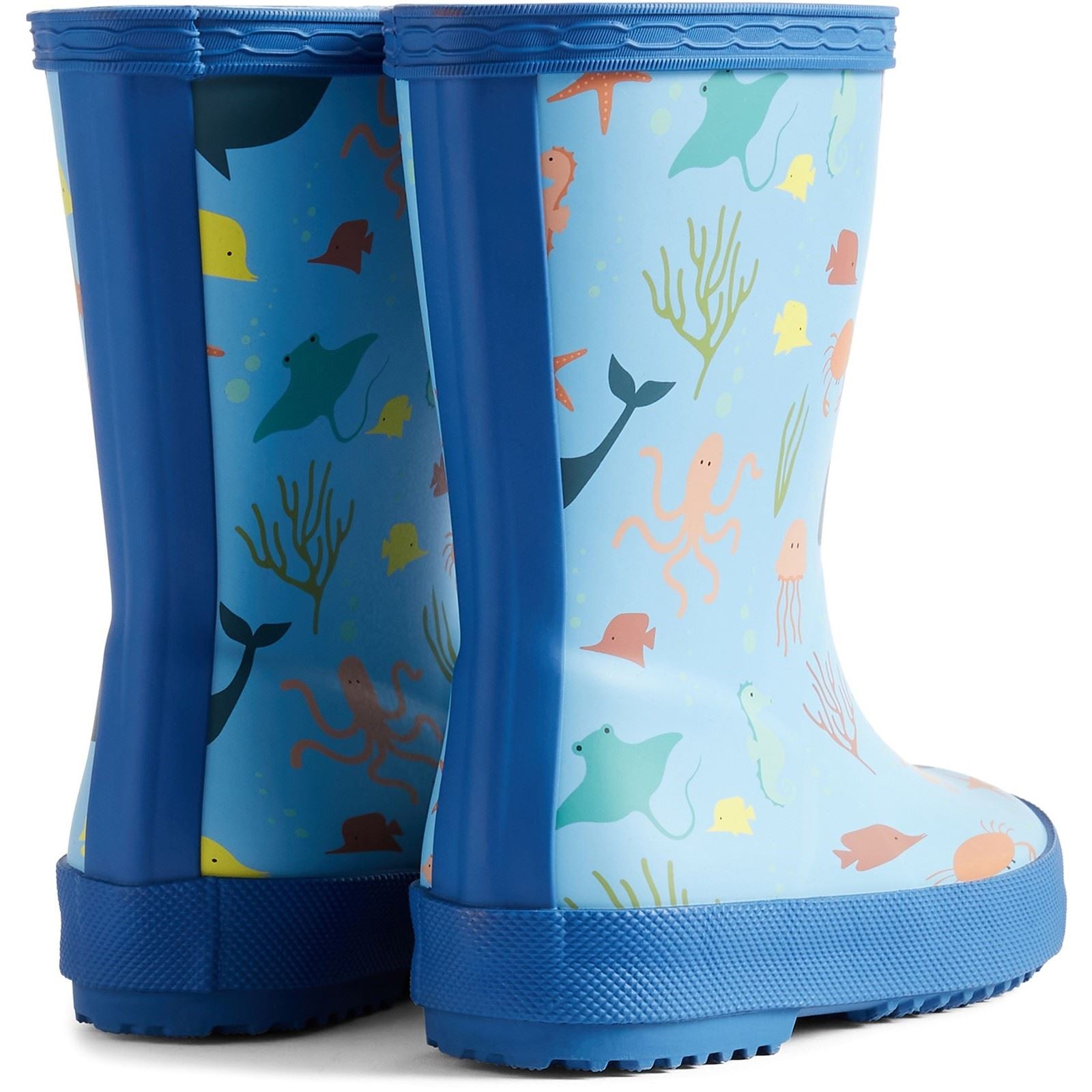 Hunter Kids First Classic Ocean Print Boot Rubber Kid's Amplifying Blue/Dragonfly Blue Wellington Boots