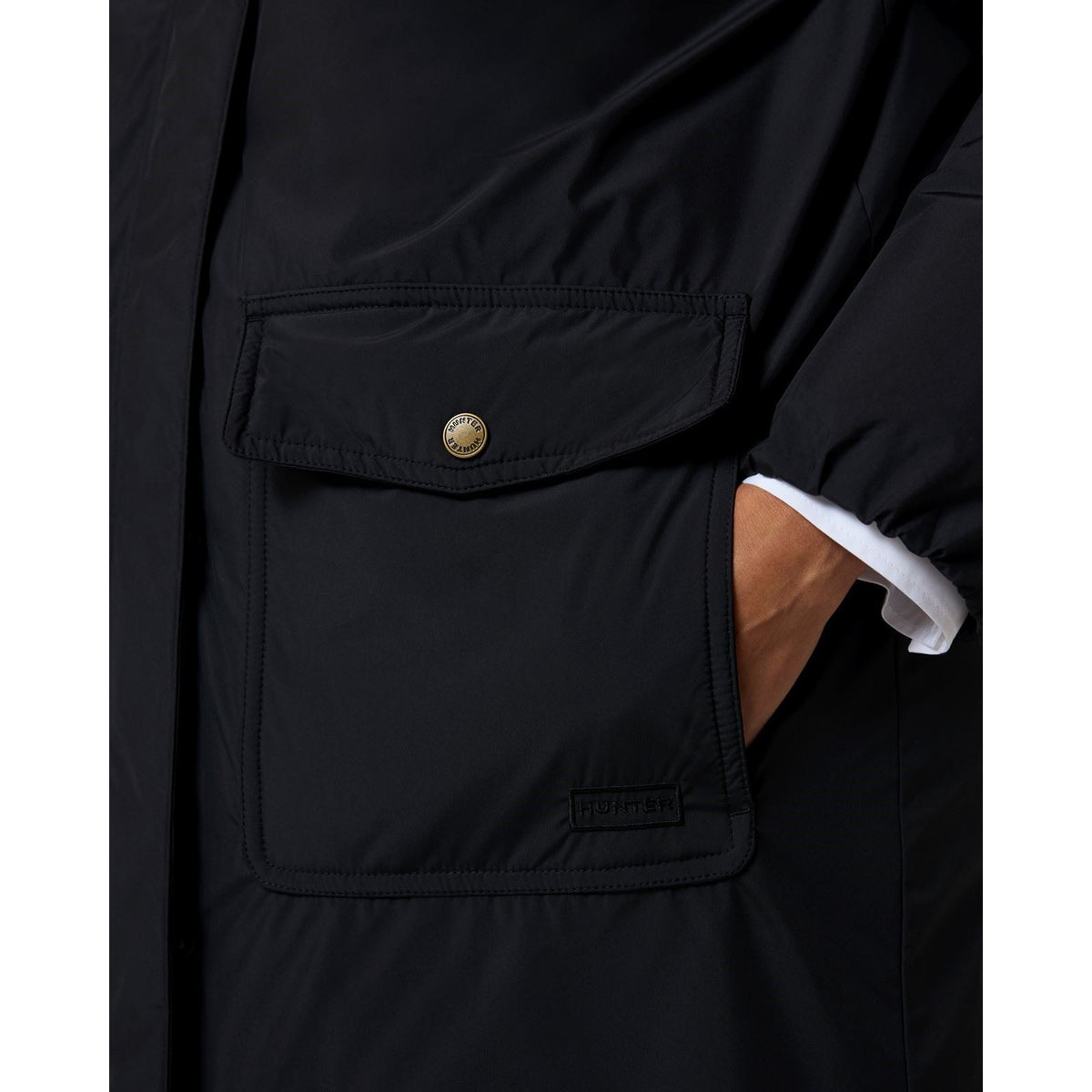 Hunter Victoria Originals Long Quilted Jacket Women's Black Quilted Jackets