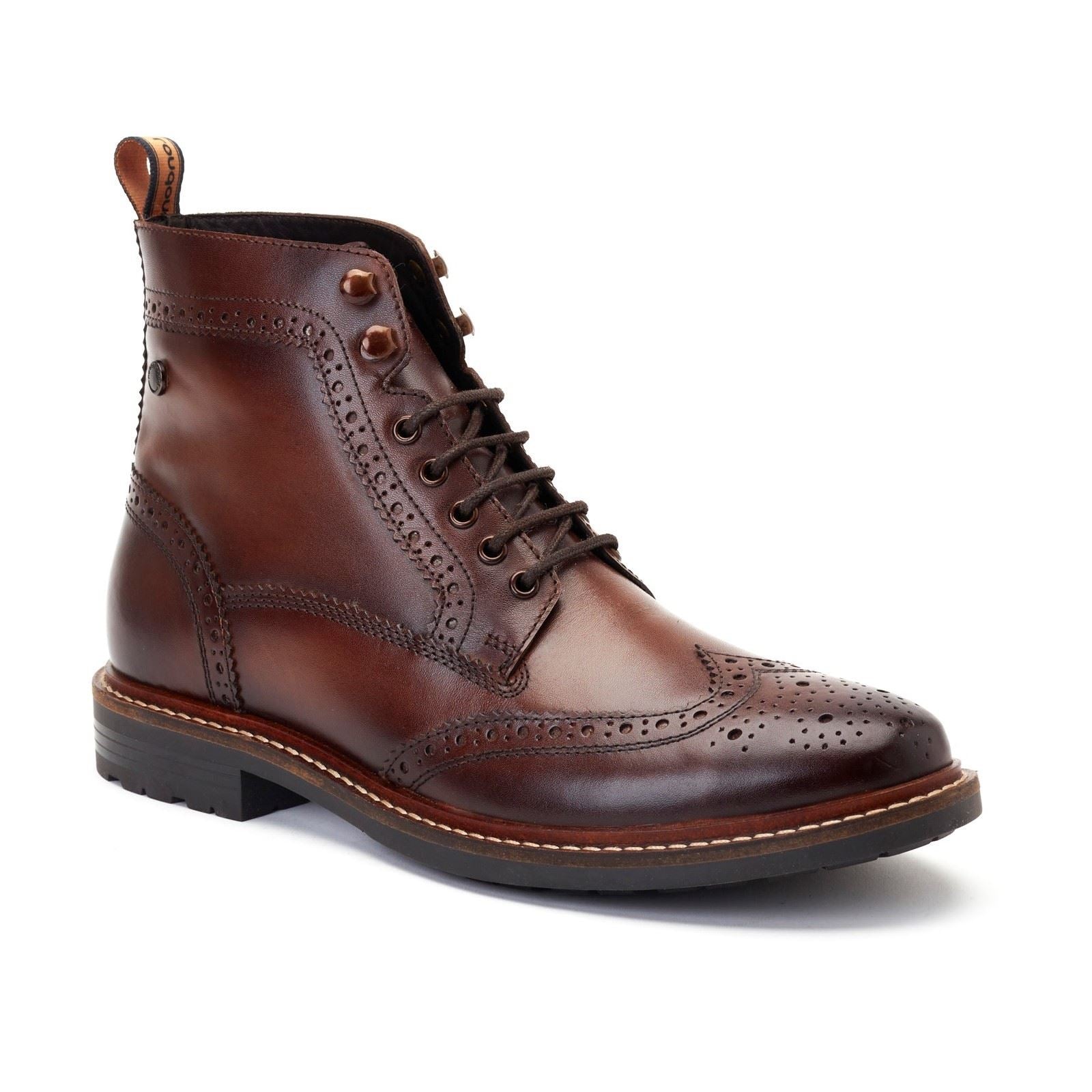 Base London Dealer Leather Men's Brown Ankle Boots