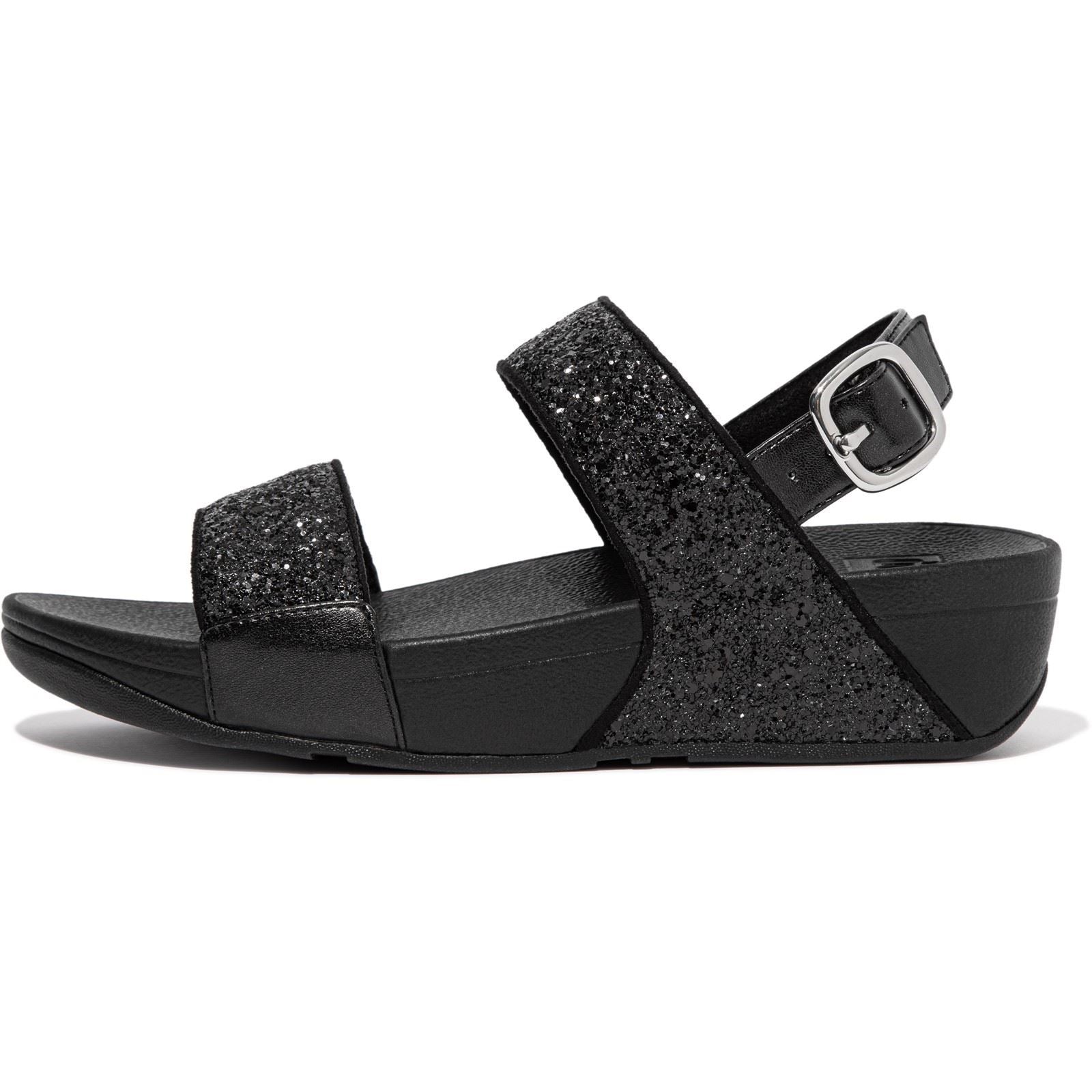 Fitflop Lulu Glitter Polyurethane Women's Black Glitter Sandals