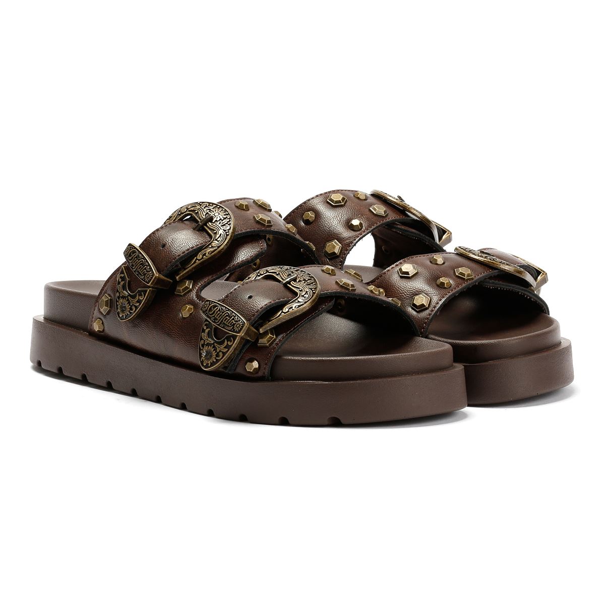 Buffalo Raya Ari West Leather Women's Brown Sandals