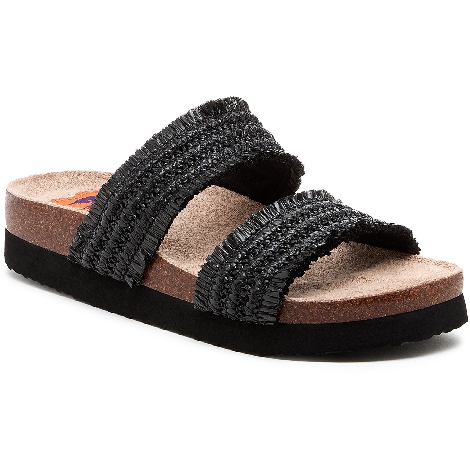 Rocket Dog Aruba Raffia Textile Women's Black Sandals