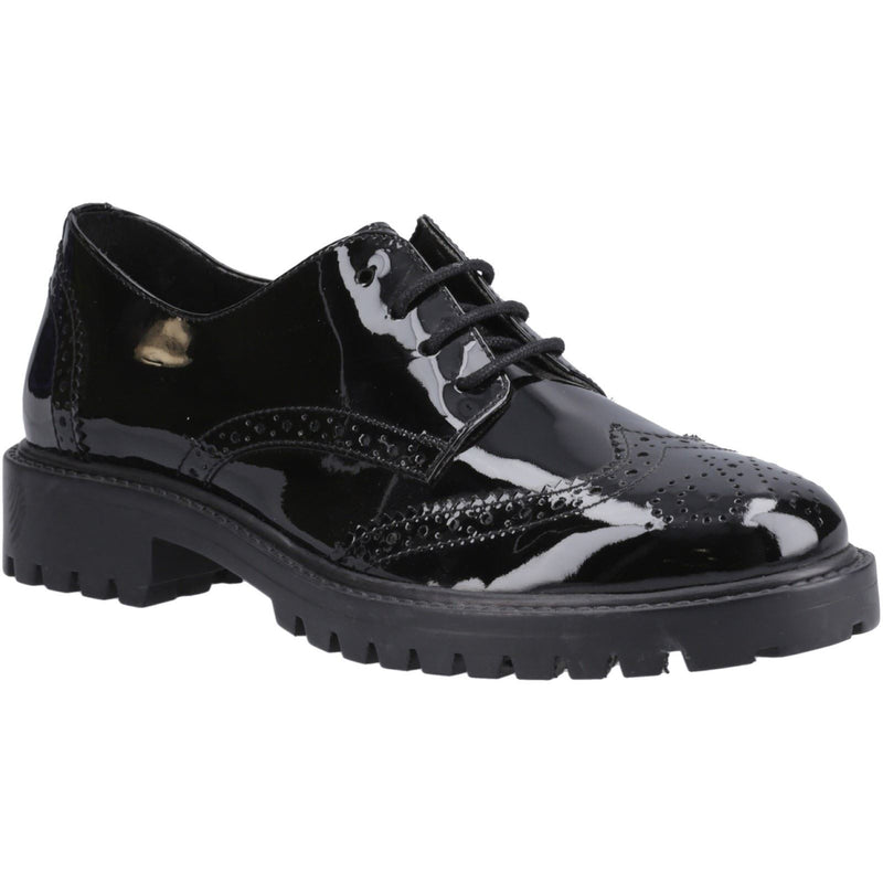 Hush Puppies Athena Patent Leather Junior Black Brogues