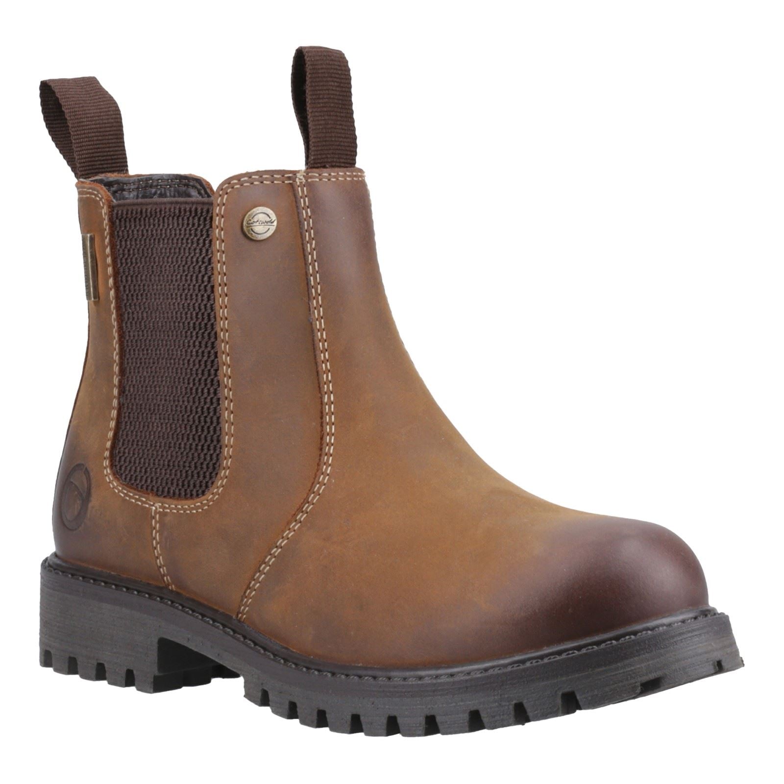 Cotswold Aston Leather Boy's Tan Flat Chelsea Boots