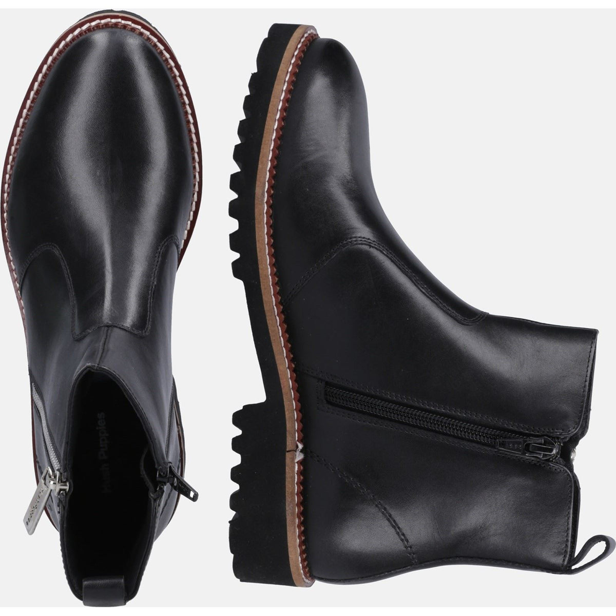 Hush Puppies Grace Zip Suede Women's Black Boots