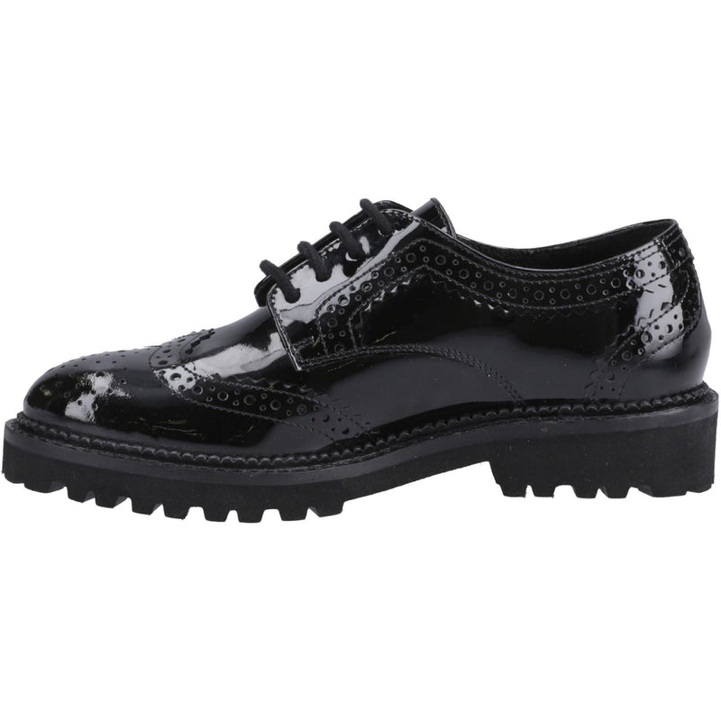 Hush Puppies Gabi Lace Up Patent Leather Youth Girl's Black Brogues