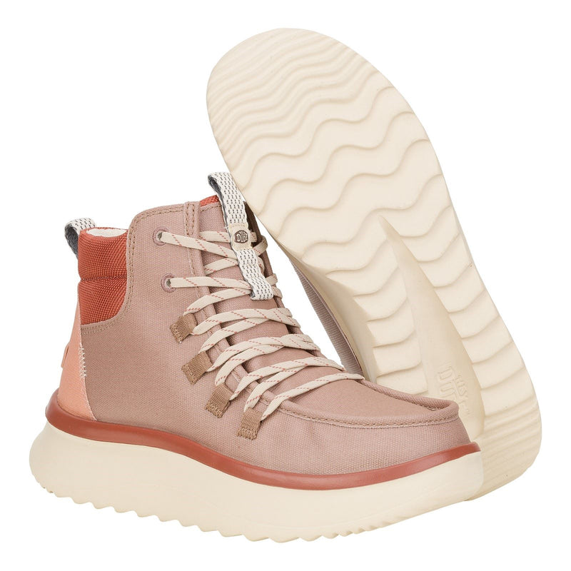 HEYDUDE Wendy Peak Apres PU Coated Canvas Women's Desert Brown Boots