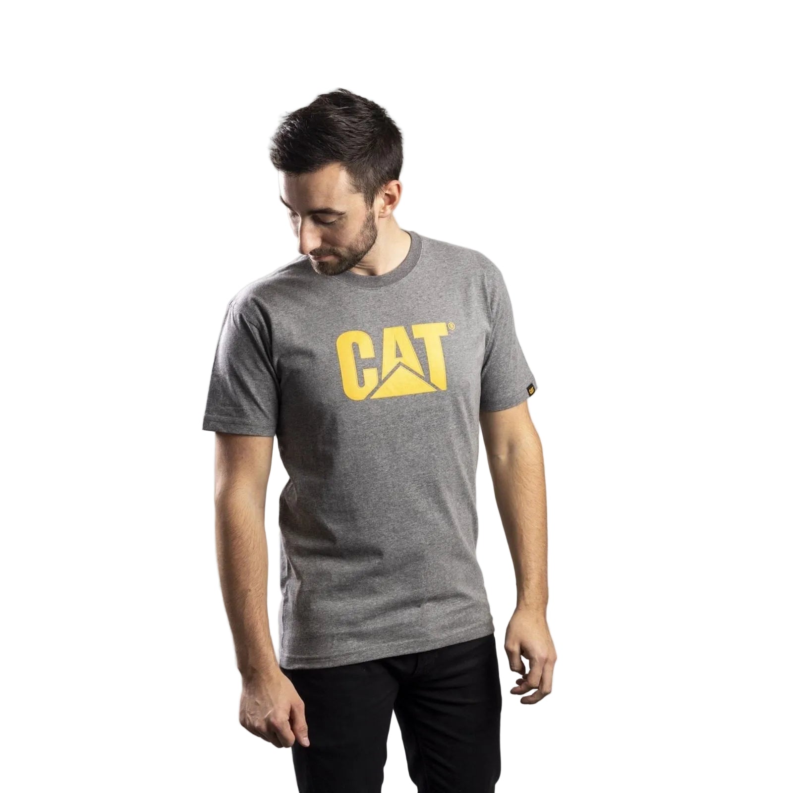 Caterpillar Trademark Logo Cotton Men's Grey T-Shirt