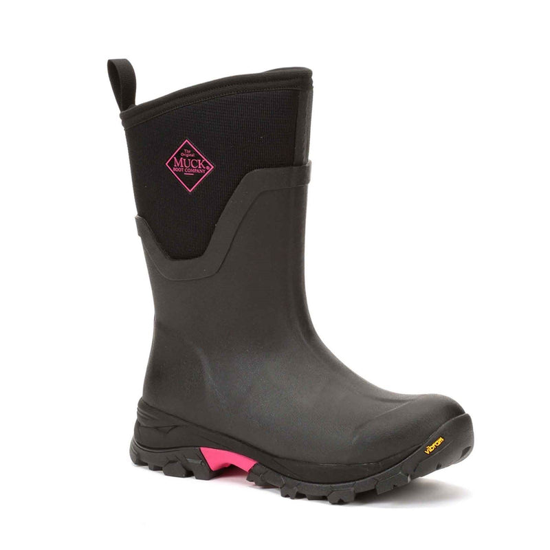 Muck Boots Arctic Ice Mid AGAT Rubber Black/Hot Pink Wellington Boots