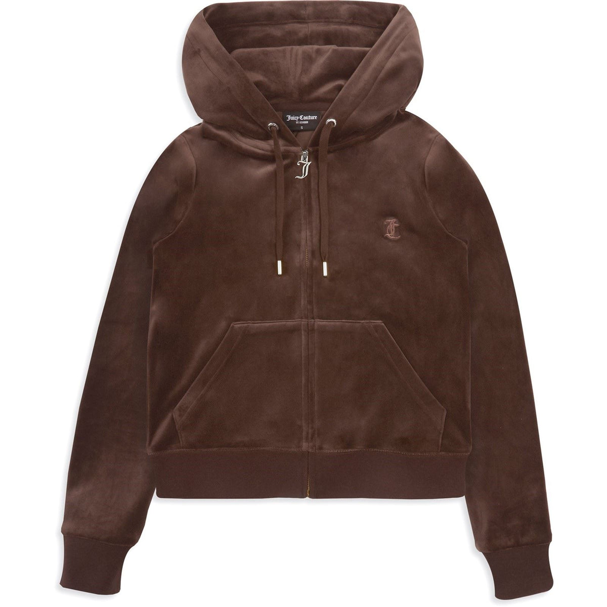 Juicy Couture Robertson Classic Jacket Polyester Women's Brown Hooded Sweatshirt