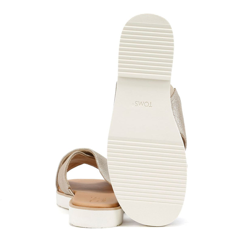 TOMS Mae Crossover Suede Women's Metallic Champagne Sandals