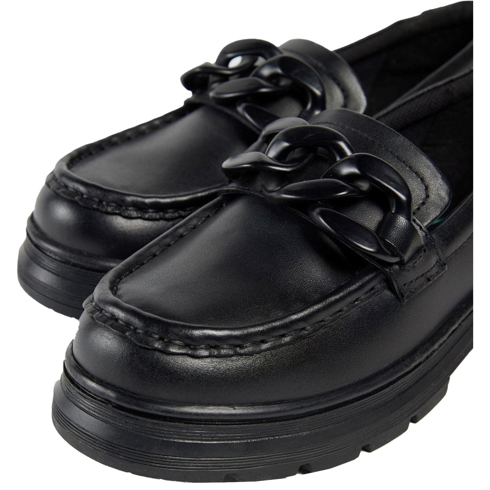 Pod Mina Leather Youth Girl's Black Loafers