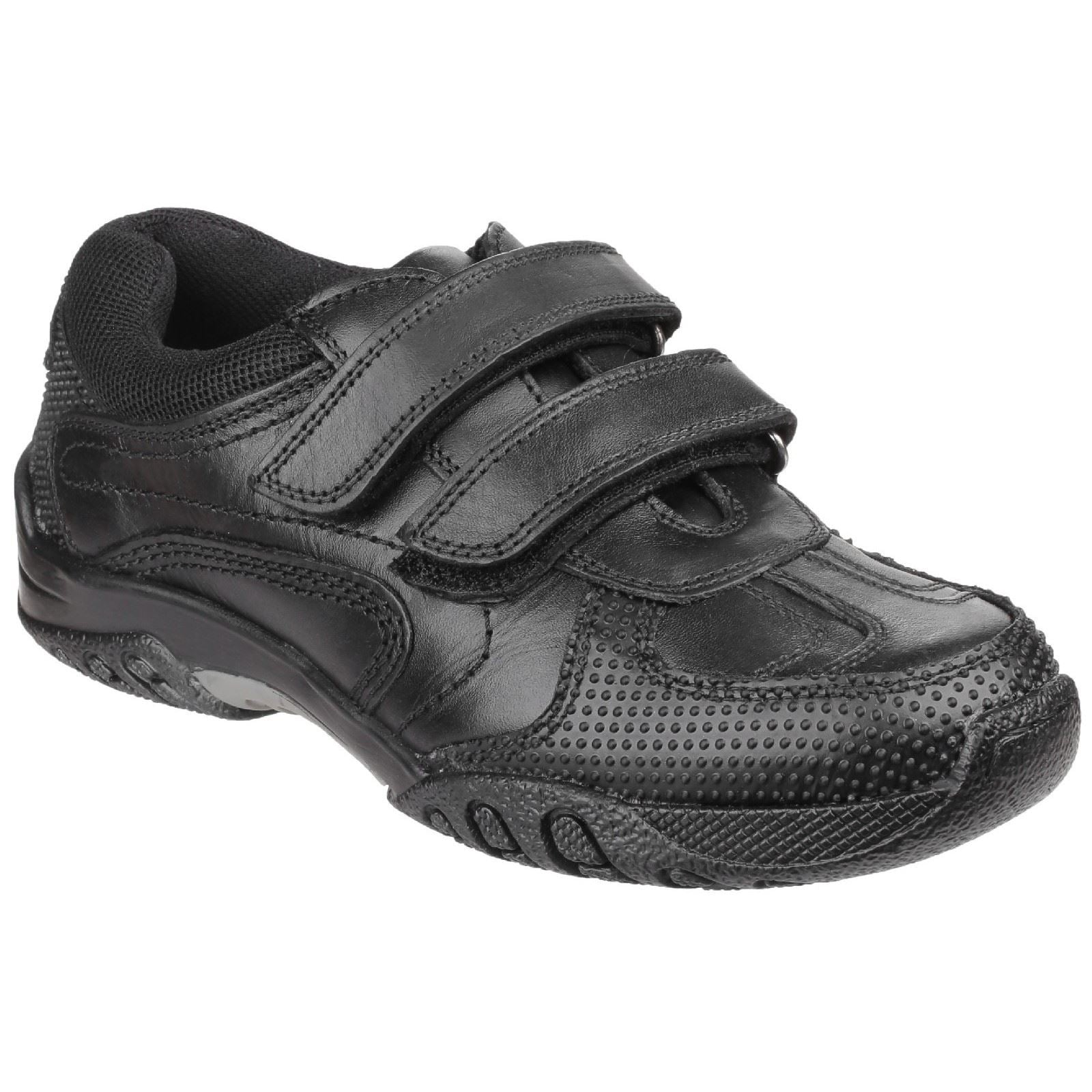 Hush Puppies Jezza Junior Boys Black Leather Shoes