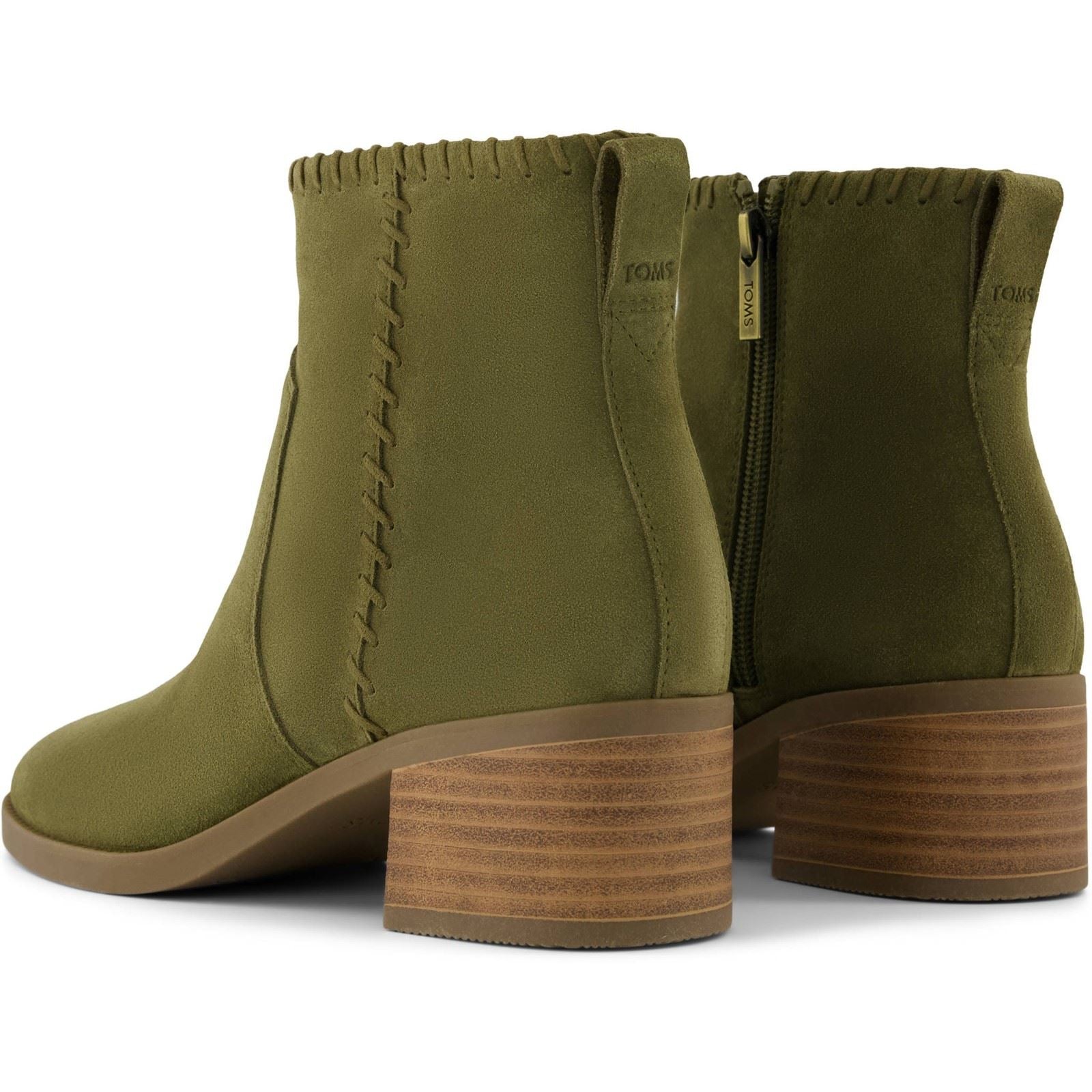 TOMS Delilah Heeled Suede Women's Khaki Heeled Ankle Boots