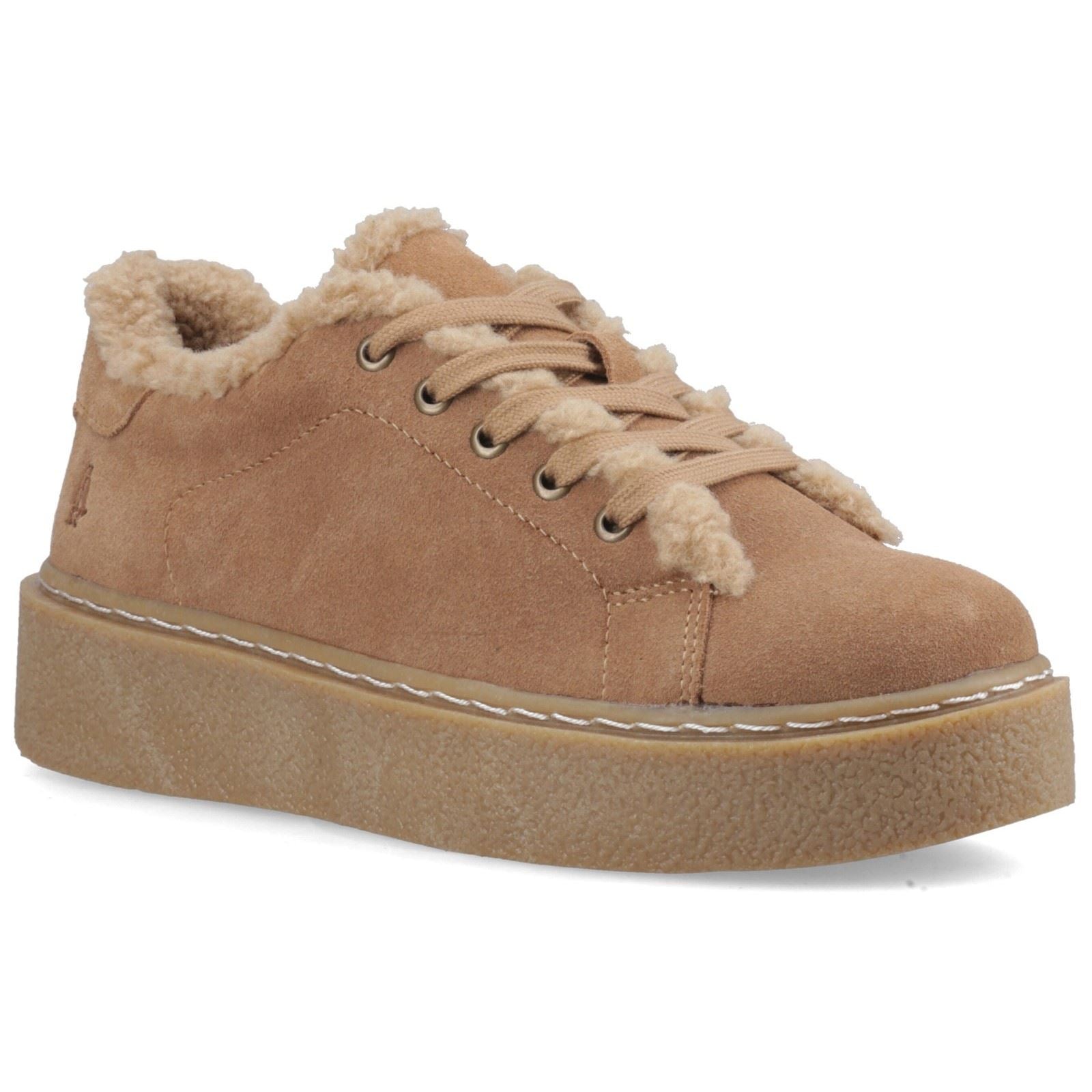 Hush Puppies Brinlee Fur Suede Women's Light Tan Trainers