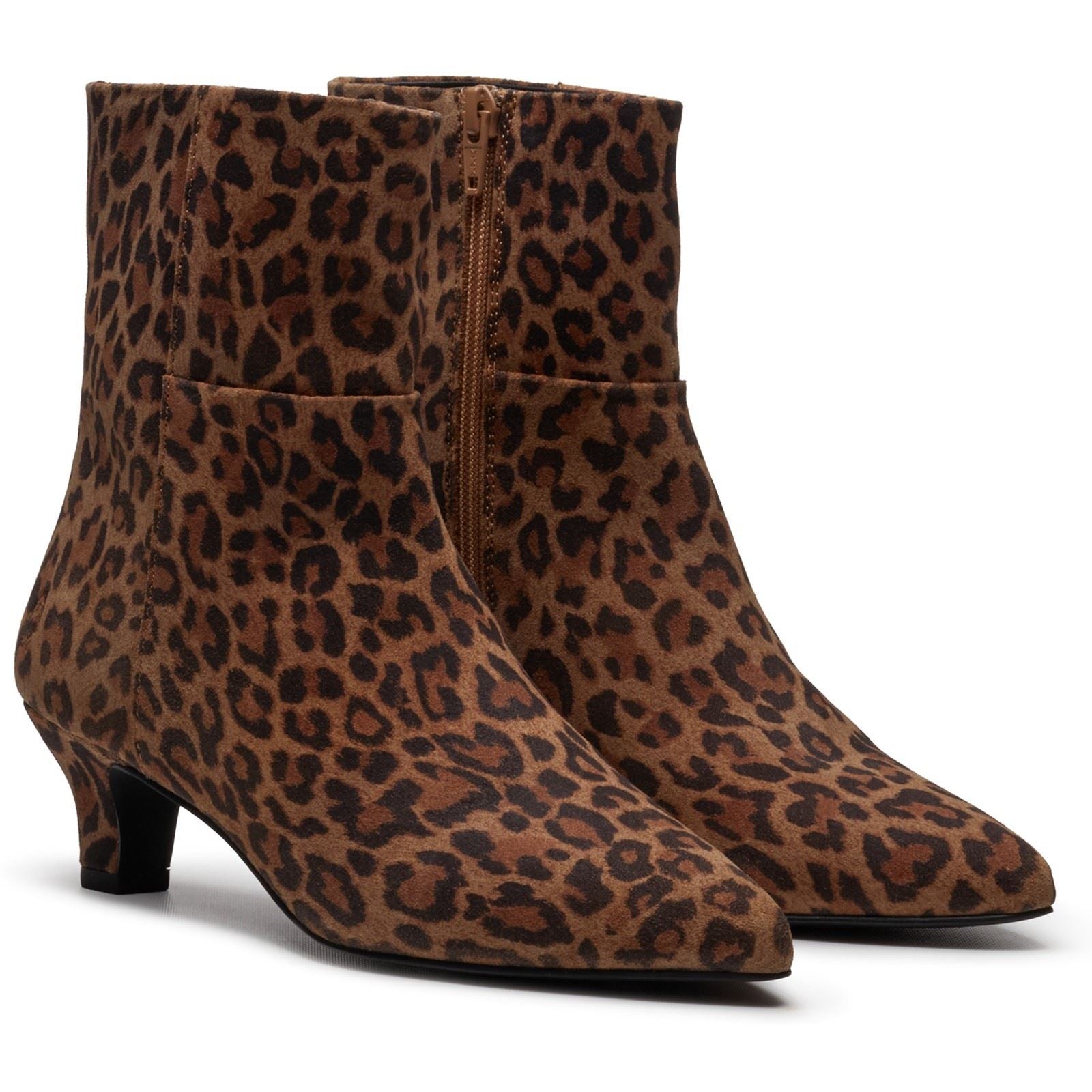 Hush Puppies Nahla Heel Leather Women's Leopard Heeled Ankle Boots
