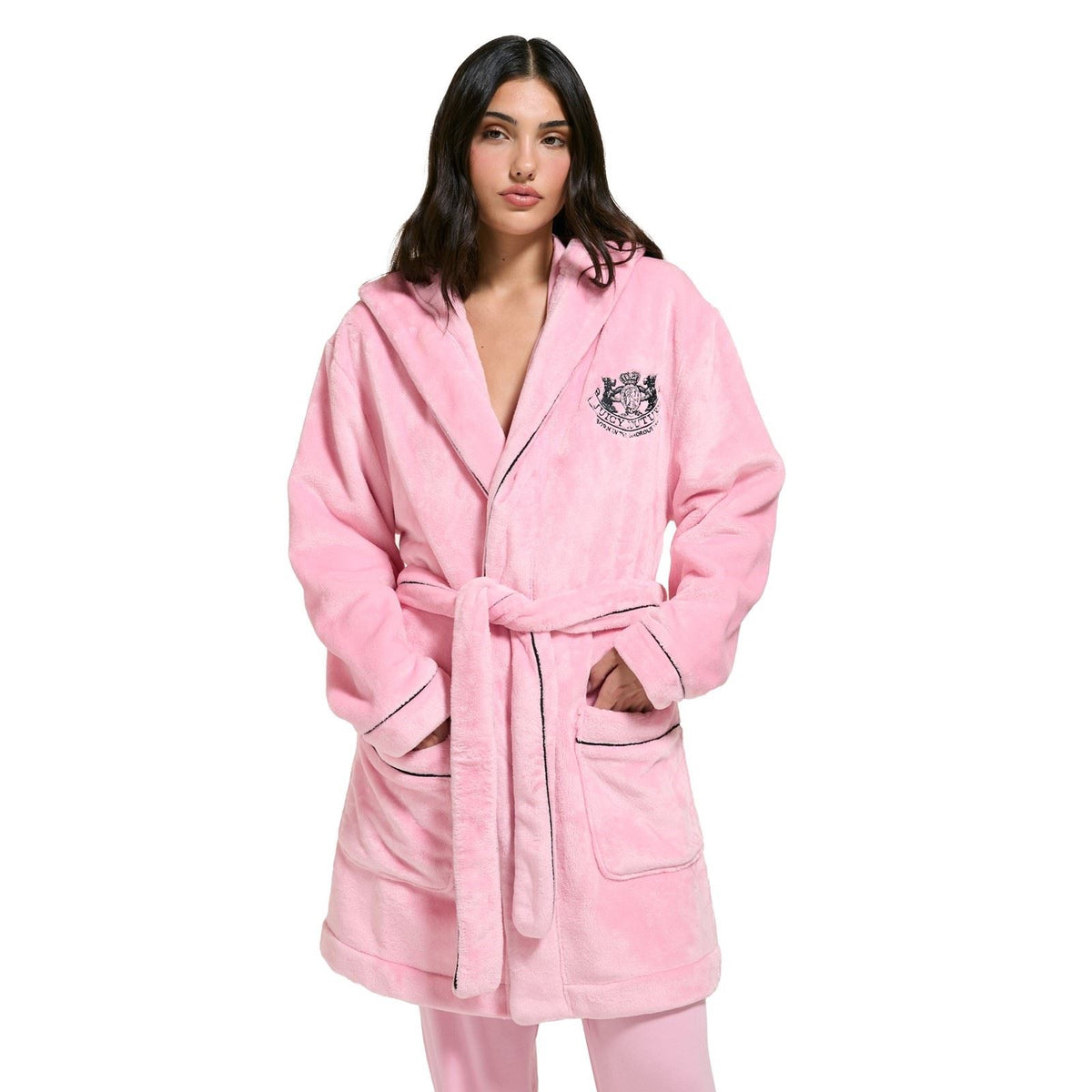 Juicy Couture Crest Robe Polyester Women's Pink Loungewear Robe