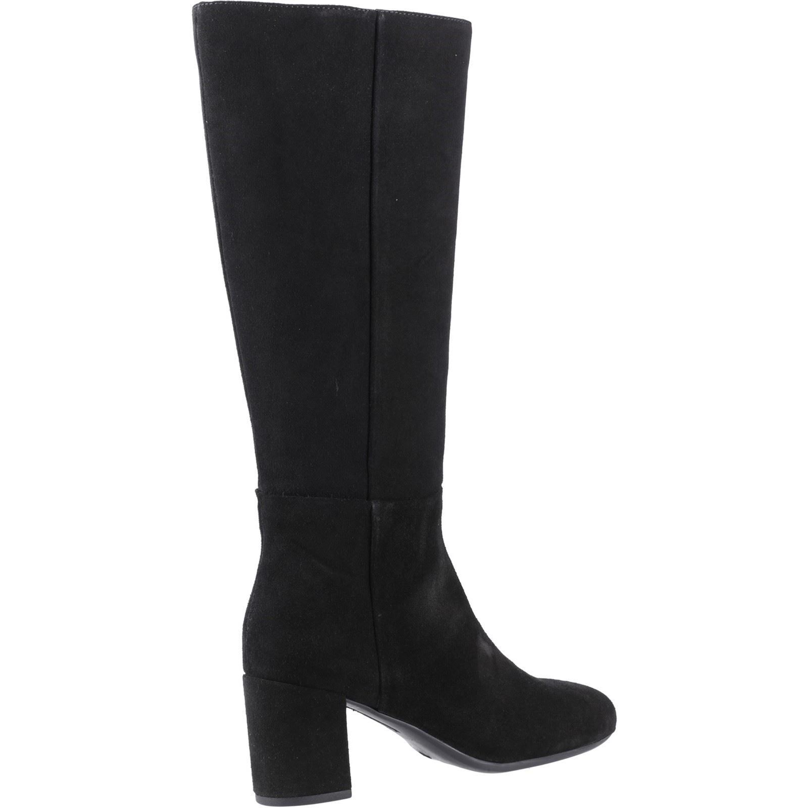 Hush Puppies Oprah Suede Long Leather Women's Black Heeled Knee High Boots