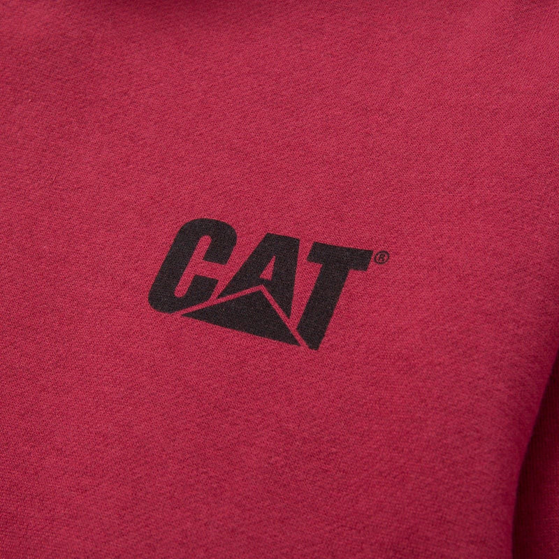 Caterpillar Trademark Banner Cotton Men's Red Hooded Sweatshirt