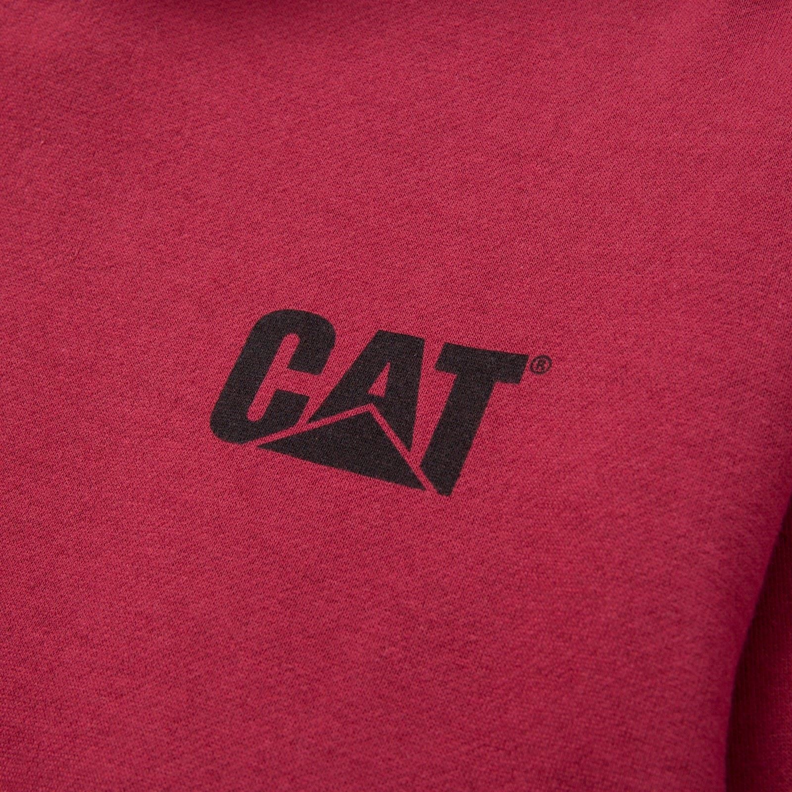 Caterpillar Trademark Banner Cotton Men's Red Hooded Sweatshirt