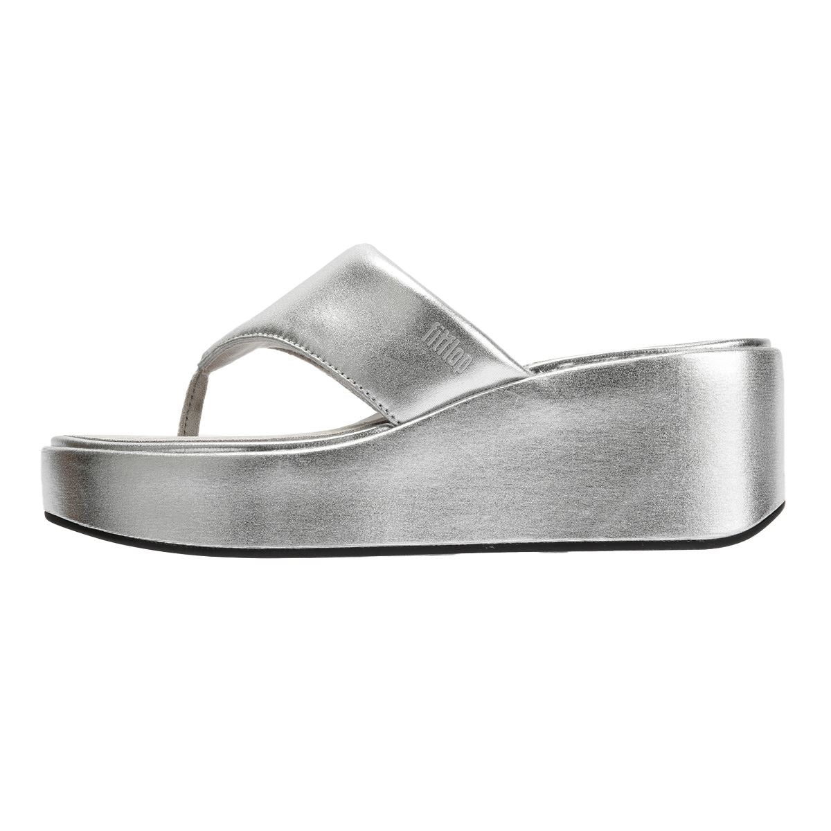 FitFlop Platfform Wedge Women's Silver Toe-Post Sandals