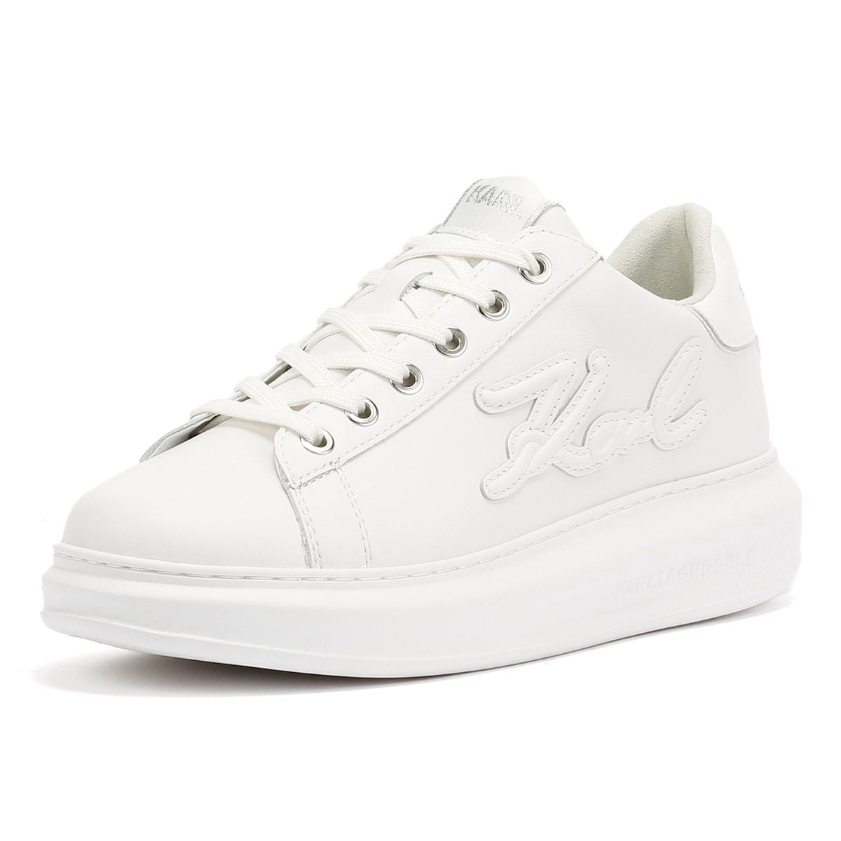 Karl Lagerfeld Kapri Signia Emboss Lo Lace Leather Women's White Trainers
