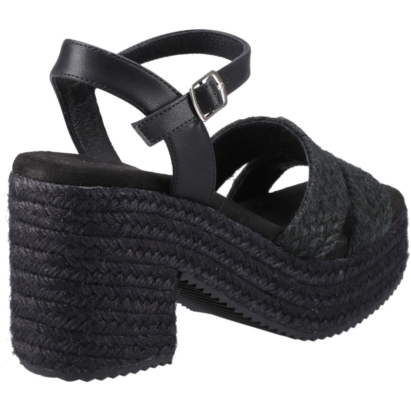 Hush Puppies Jamelia Espadrille Heel Textile Women's Black Sandals